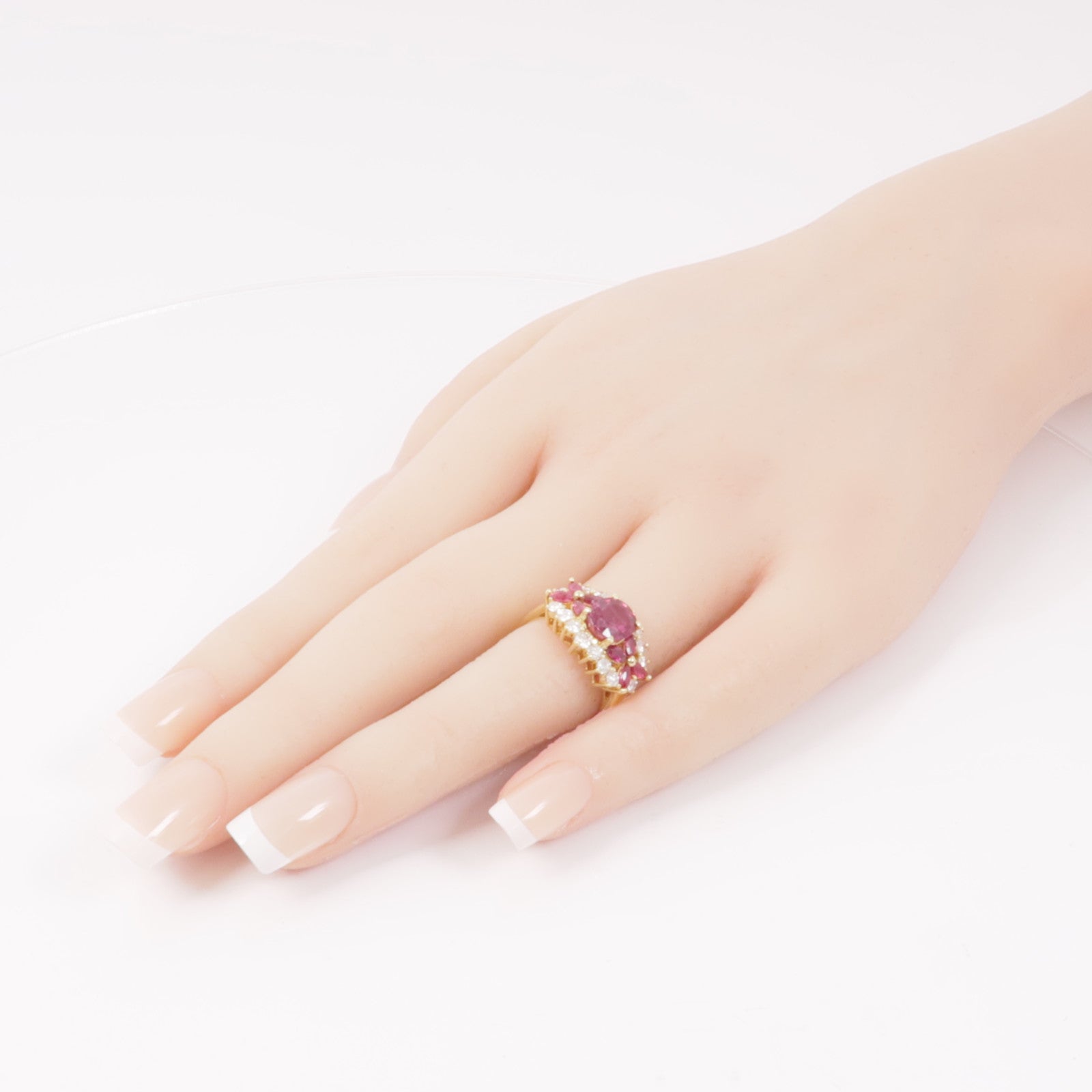 JEWELRY 【激減優惠】18K黃金Ruby Diamond Ring紅寶石/鑽石戒指US#4.75