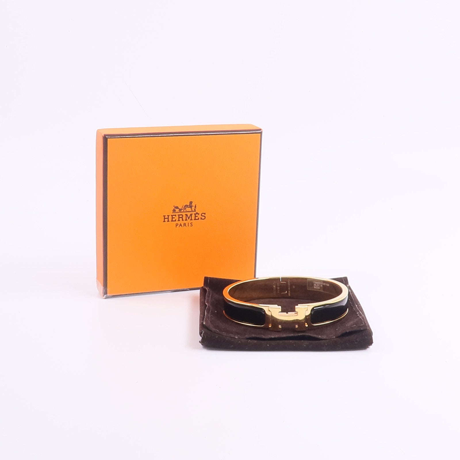 HERMES 金屬/琺瑯Clic H Bracelet手鐲Noir