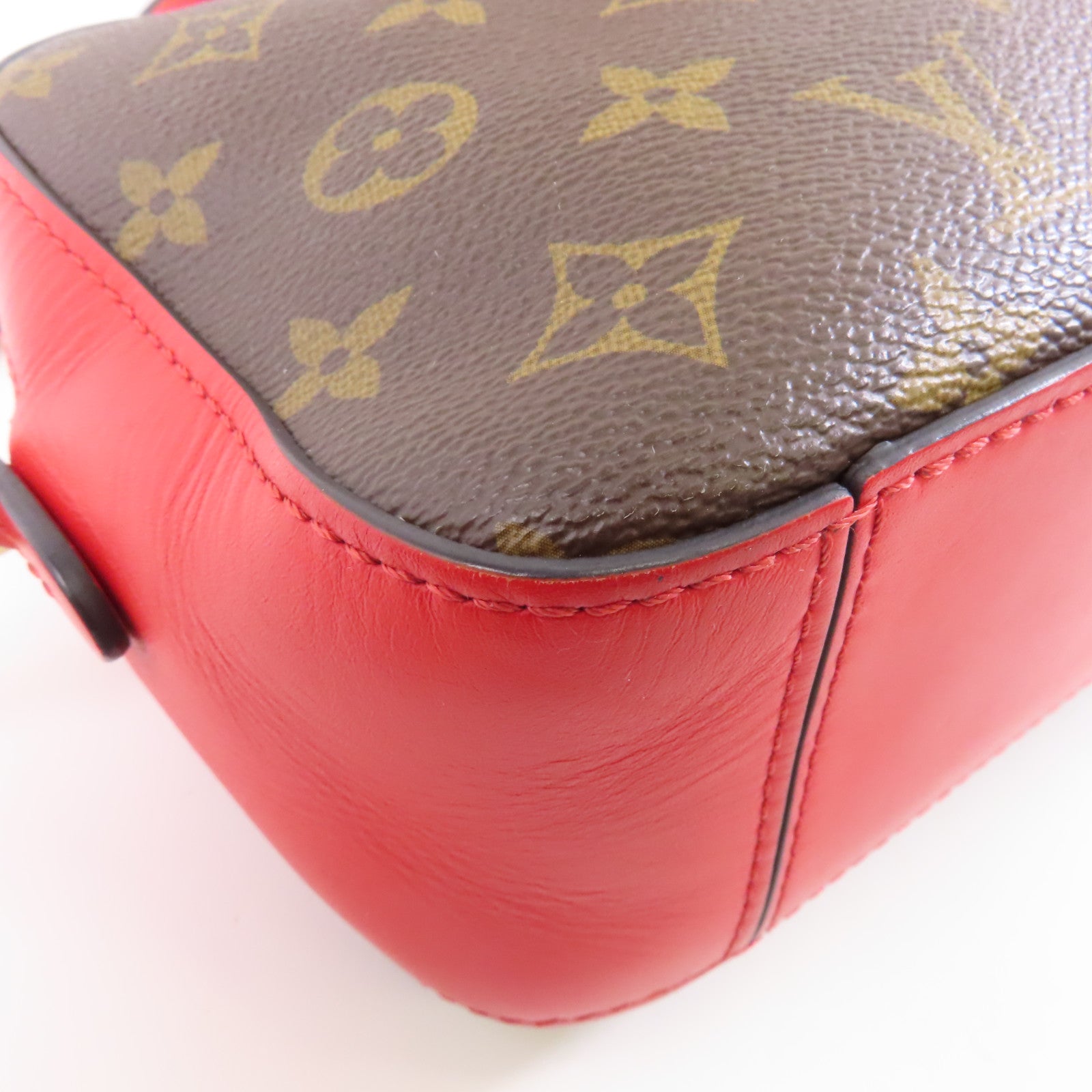 LOUIS VUITTON Monogram Saintonge金扣手挽肩背兩用袋啡色/紅色