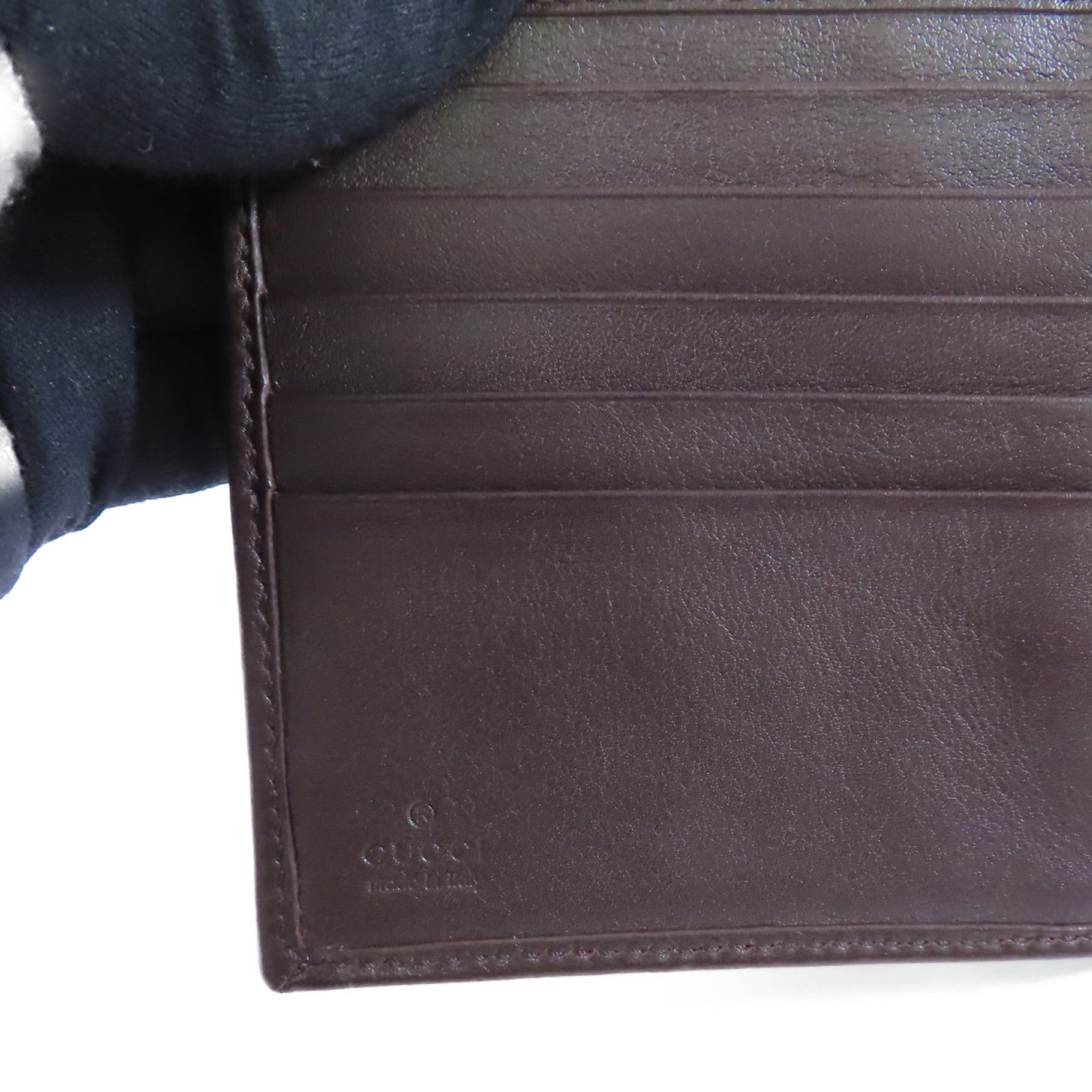 GUCCI 牛皮皮革W Hook Wallet金扣短錢包啡色