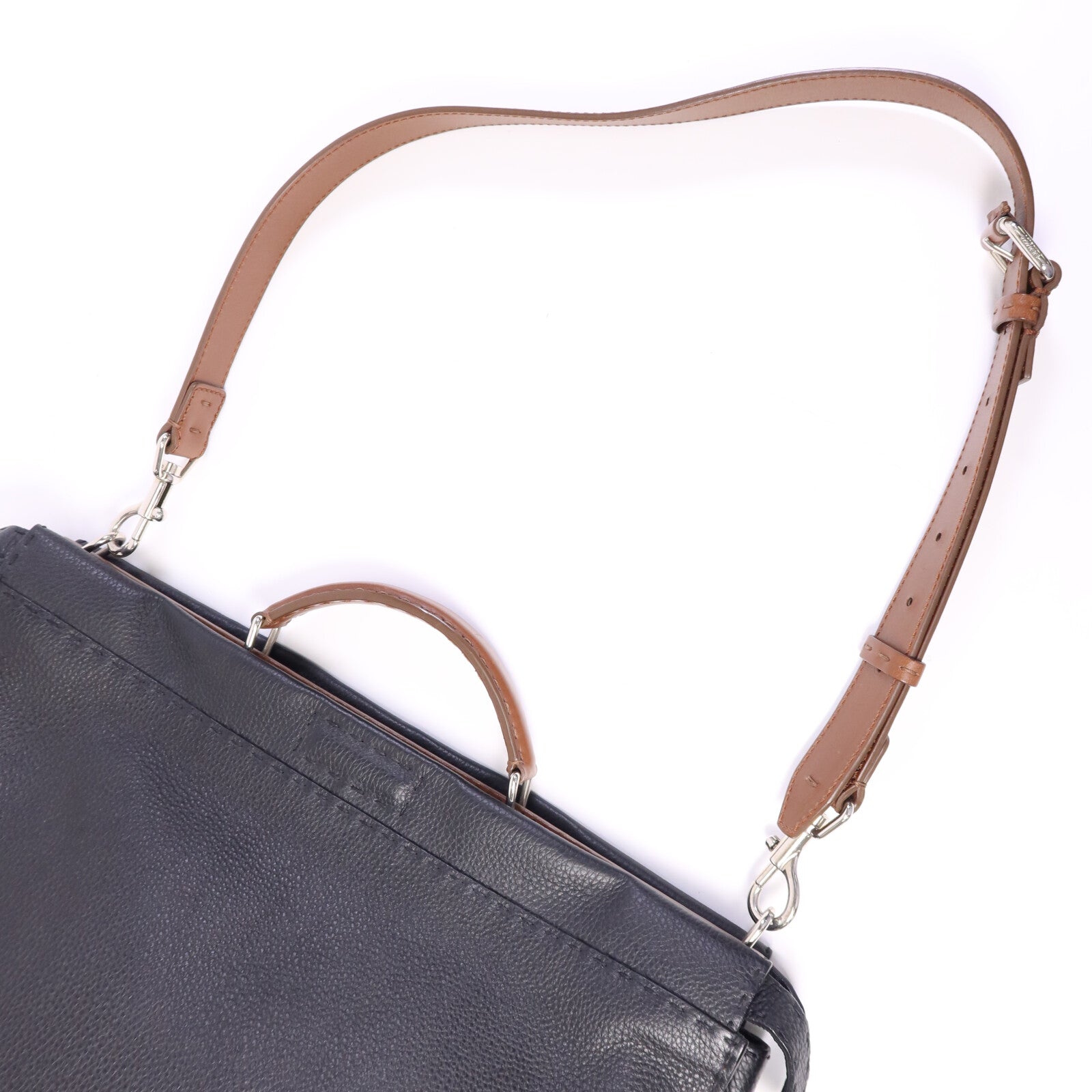 FENDI 牛皮皮革Peekaboo Large銀扣手挽肩背兩用袋