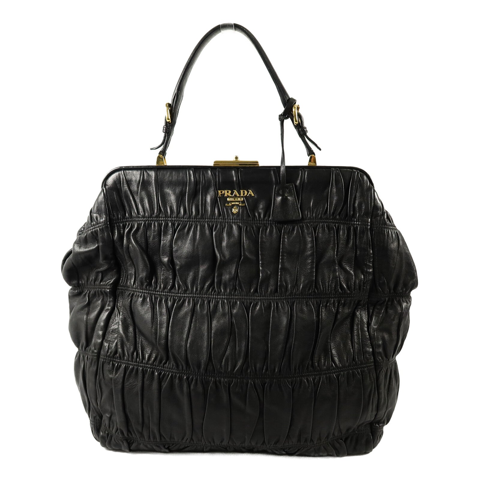 PRADA 羊皮皮革Gaufre Nappa Frame Bag手挽袋