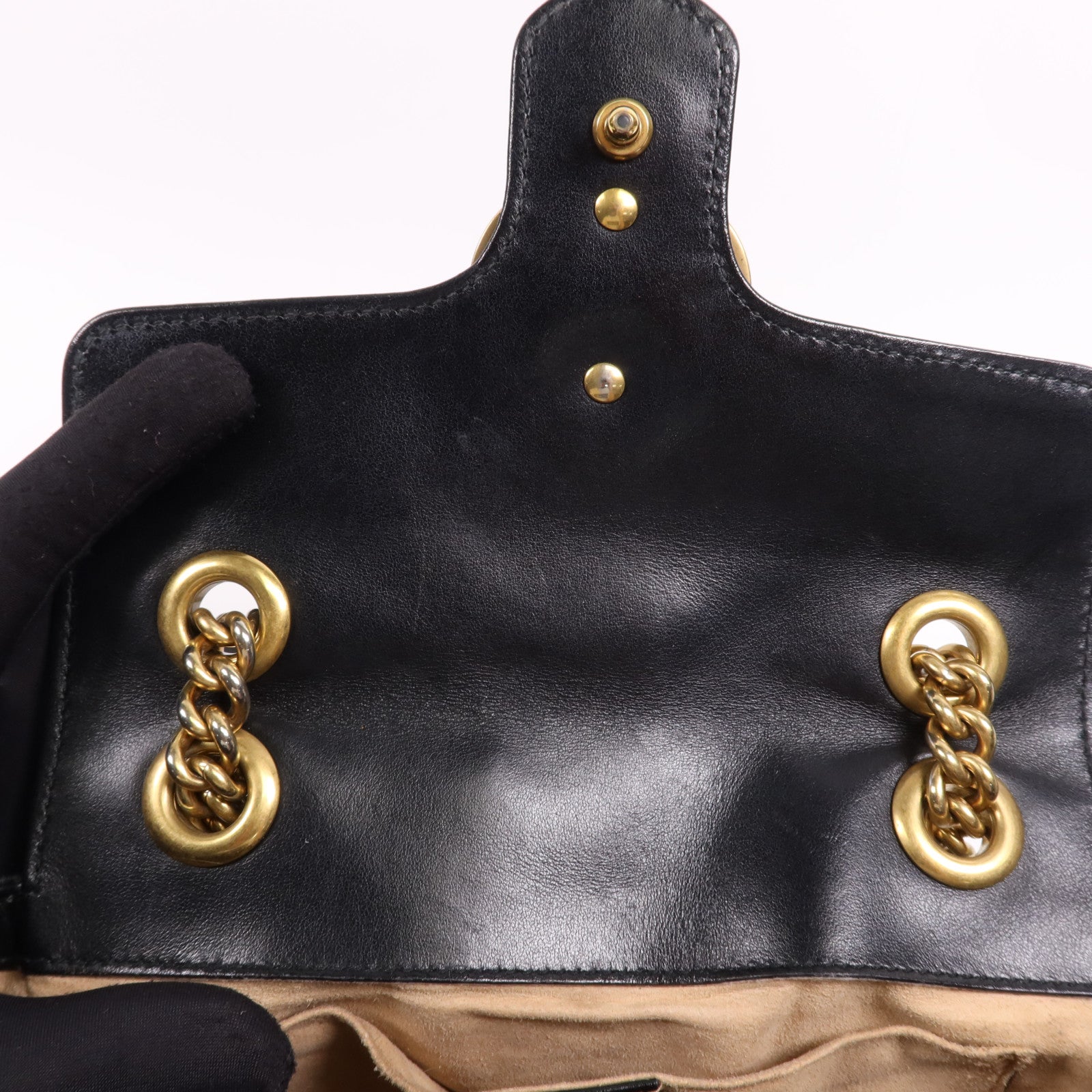 GUCCI 牛皮皮革GG Marmont金扣鏈帶肩背袋