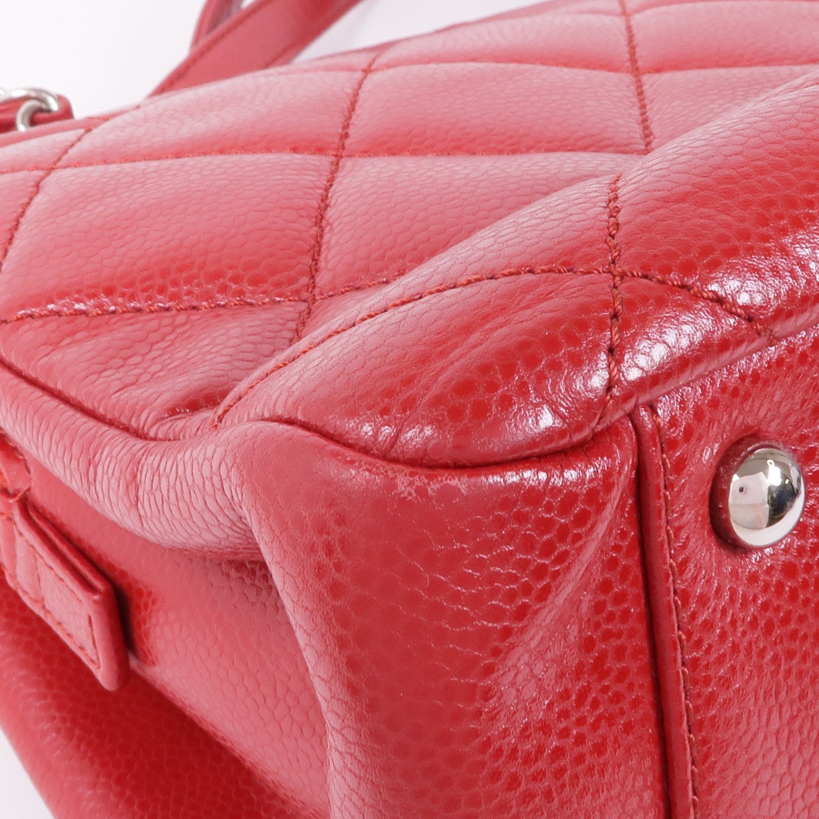 CHANEL 牛皮皮革Chain Shoulder Tote銀扣鏈帶肩背袋/手挽袋