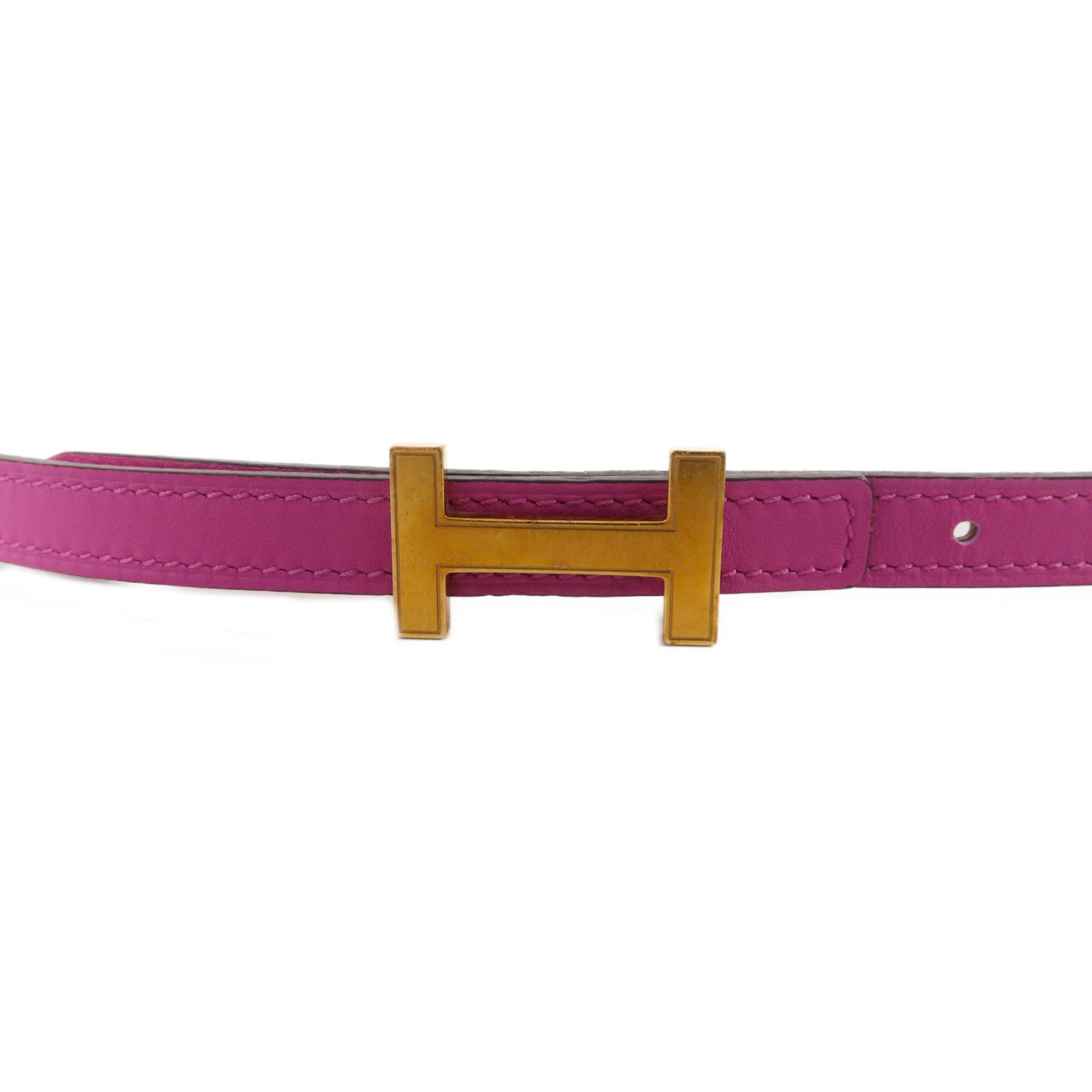 HERMES Swift皮革/Epsom皮革Focus Belt 75cm皮帶Rouge Tomate