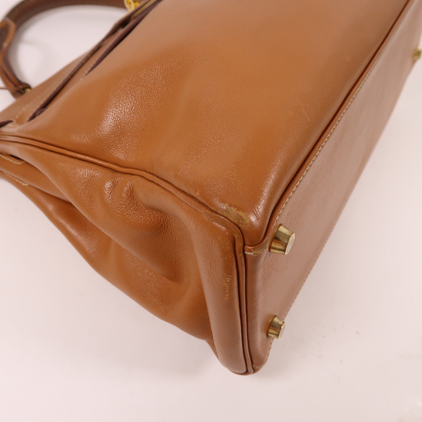 HERMES Gulliver皮革Kelly 32金扣手挽肩背兩用袋Gold