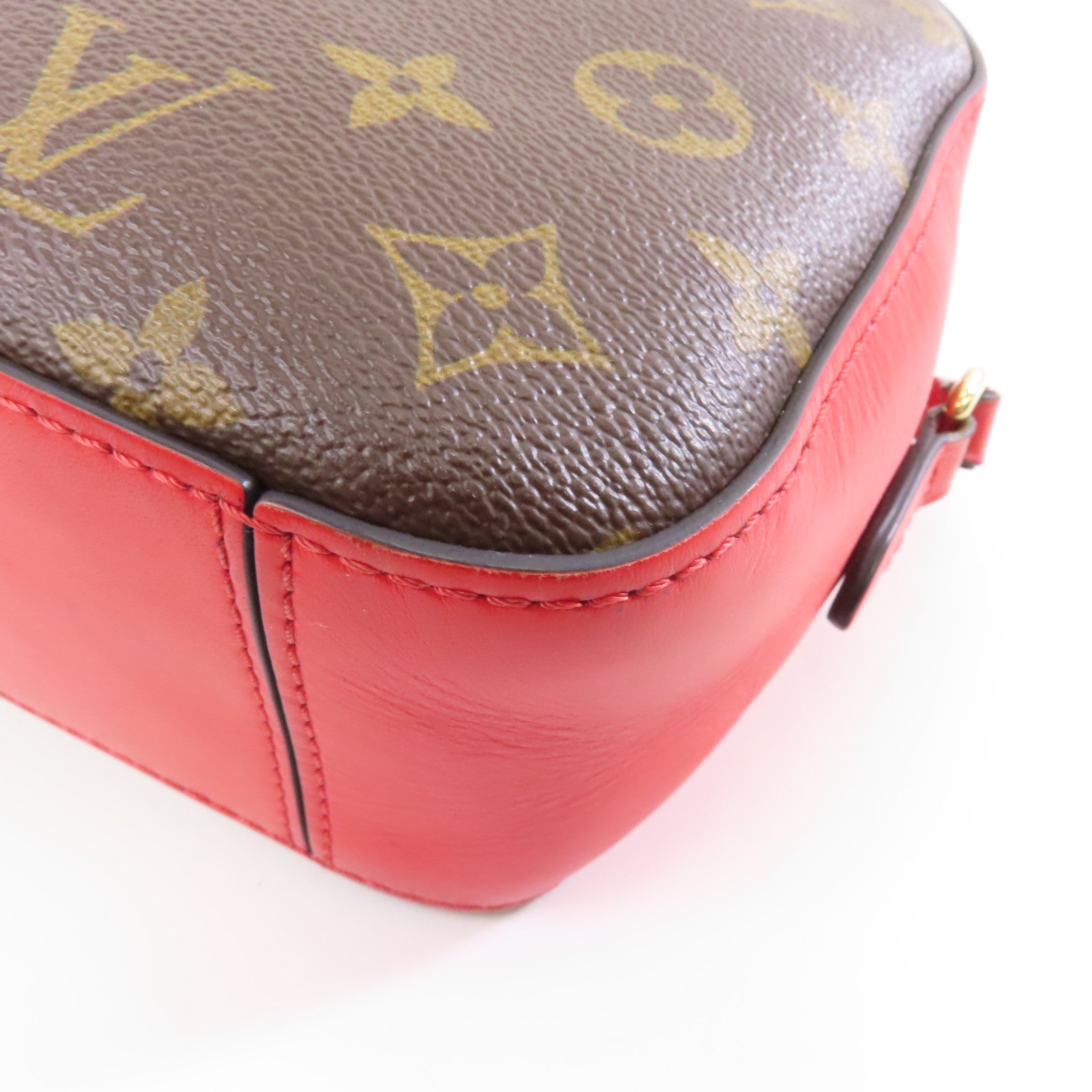 LOUIS VUITTON Monogram Saintonge金扣手挽肩背兩用袋啡色/紅色
