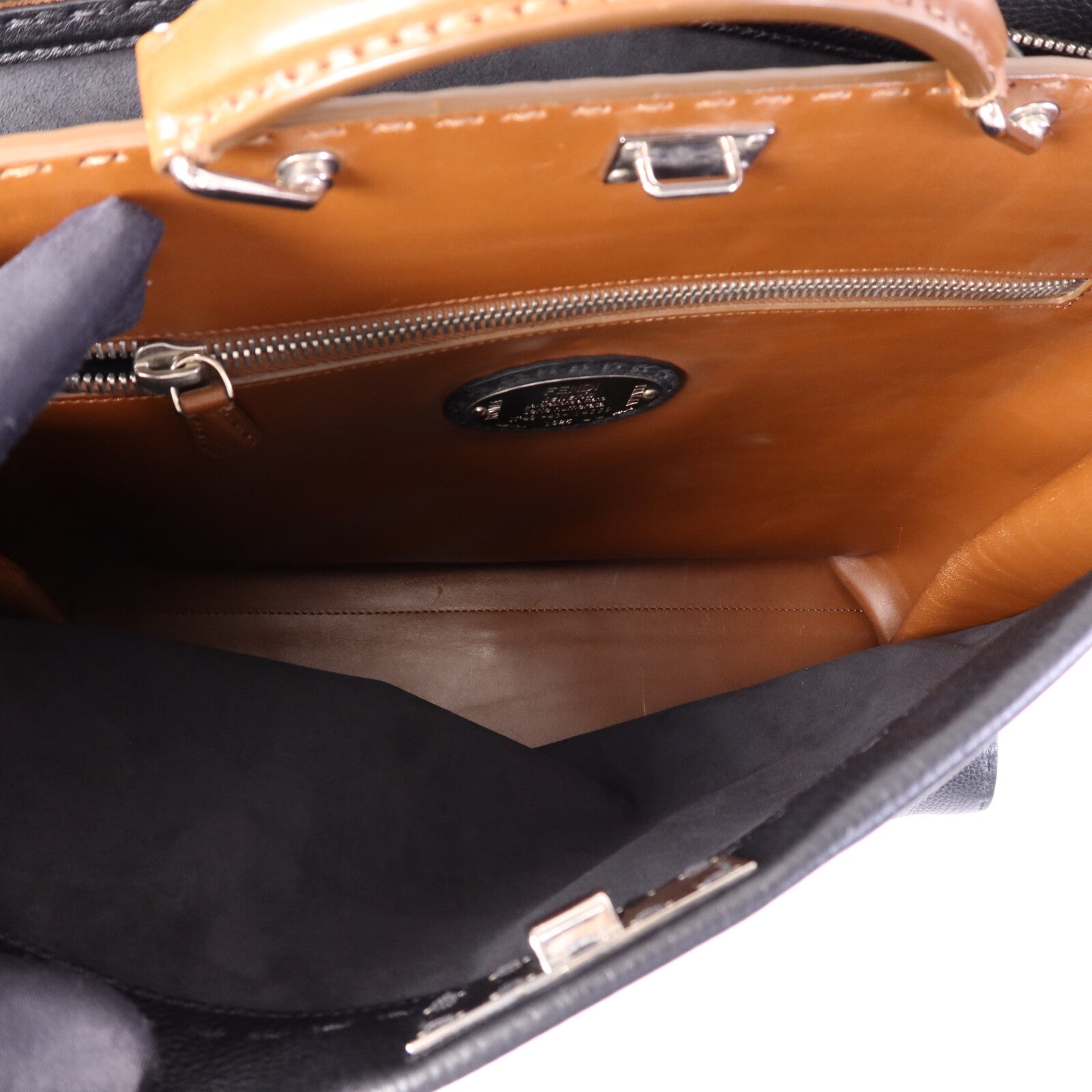 FENDI 牛皮皮革Peekaboo Large銀扣手挽肩背兩用袋