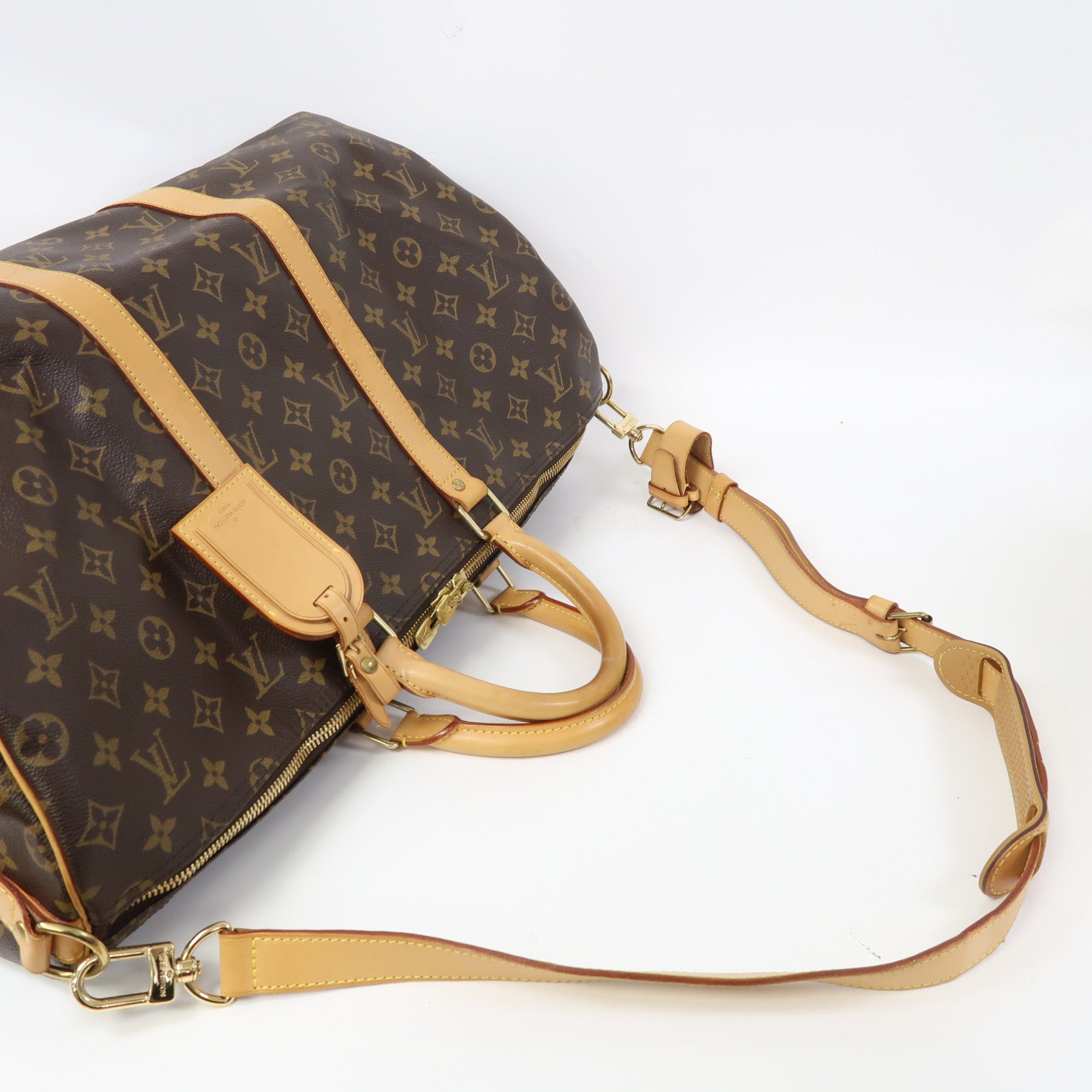 LOUIS VUITTON Monogram Keepall 50 Bandoulie金扣手挽肩背兩用袋棕色