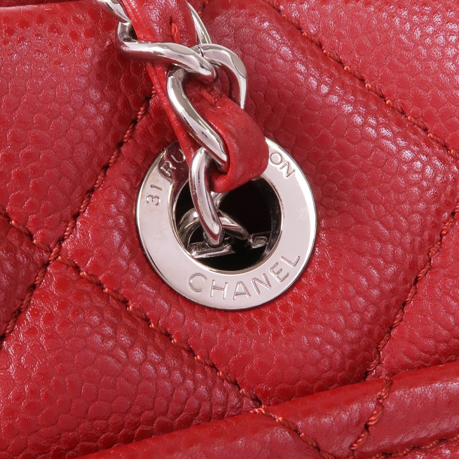 CHANEL 牛皮皮革Chain Shoulder Tote銀扣鏈帶肩背袋/手挽袋