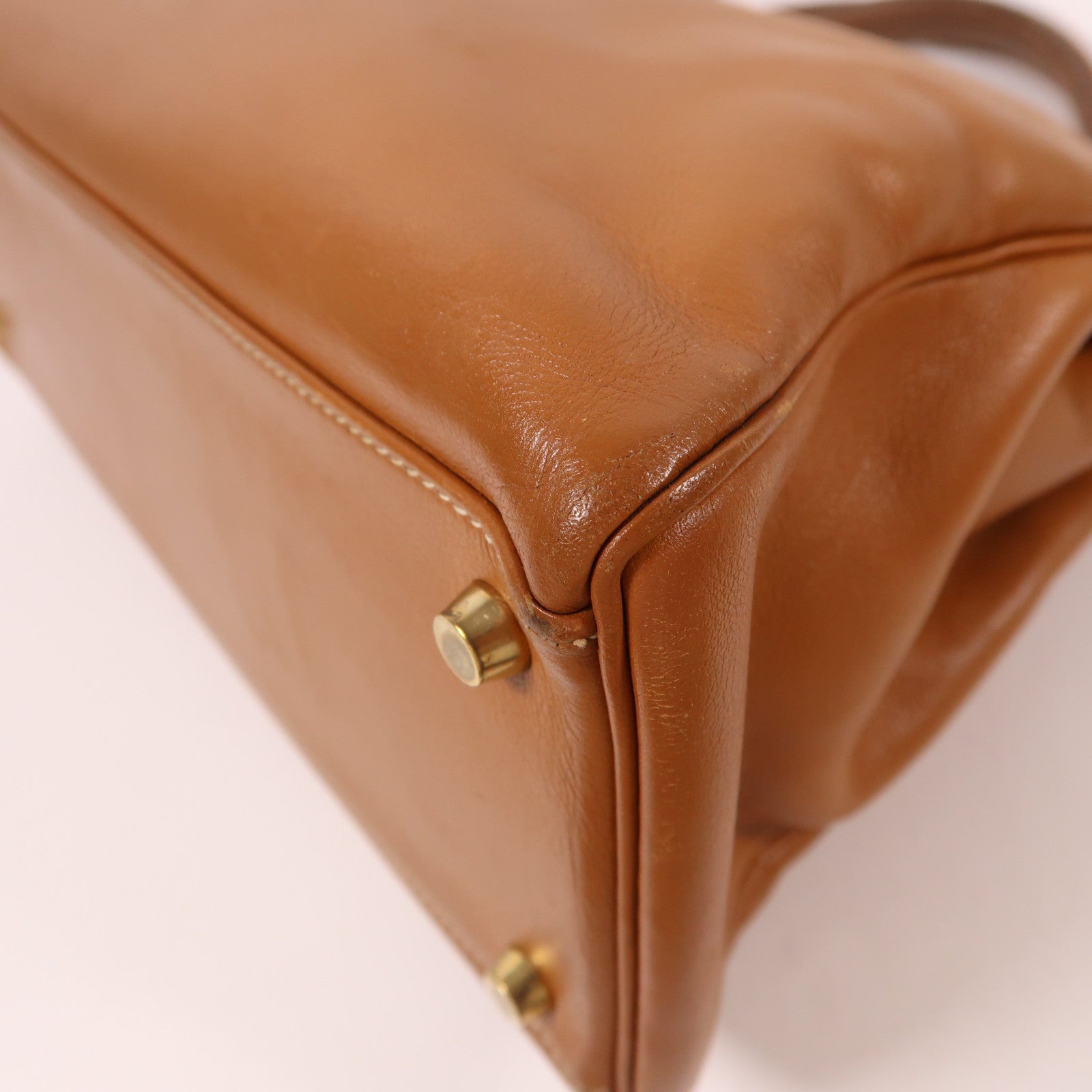 HERMES Gulliver皮革Kelly 32金扣手挽肩背兩用袋Gold