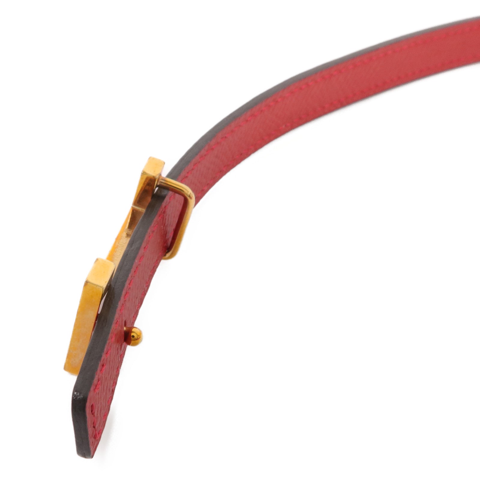 HERMES Swift皮革/Epsom皮革Focus Belt 75cm皮帶Rouge Tomate