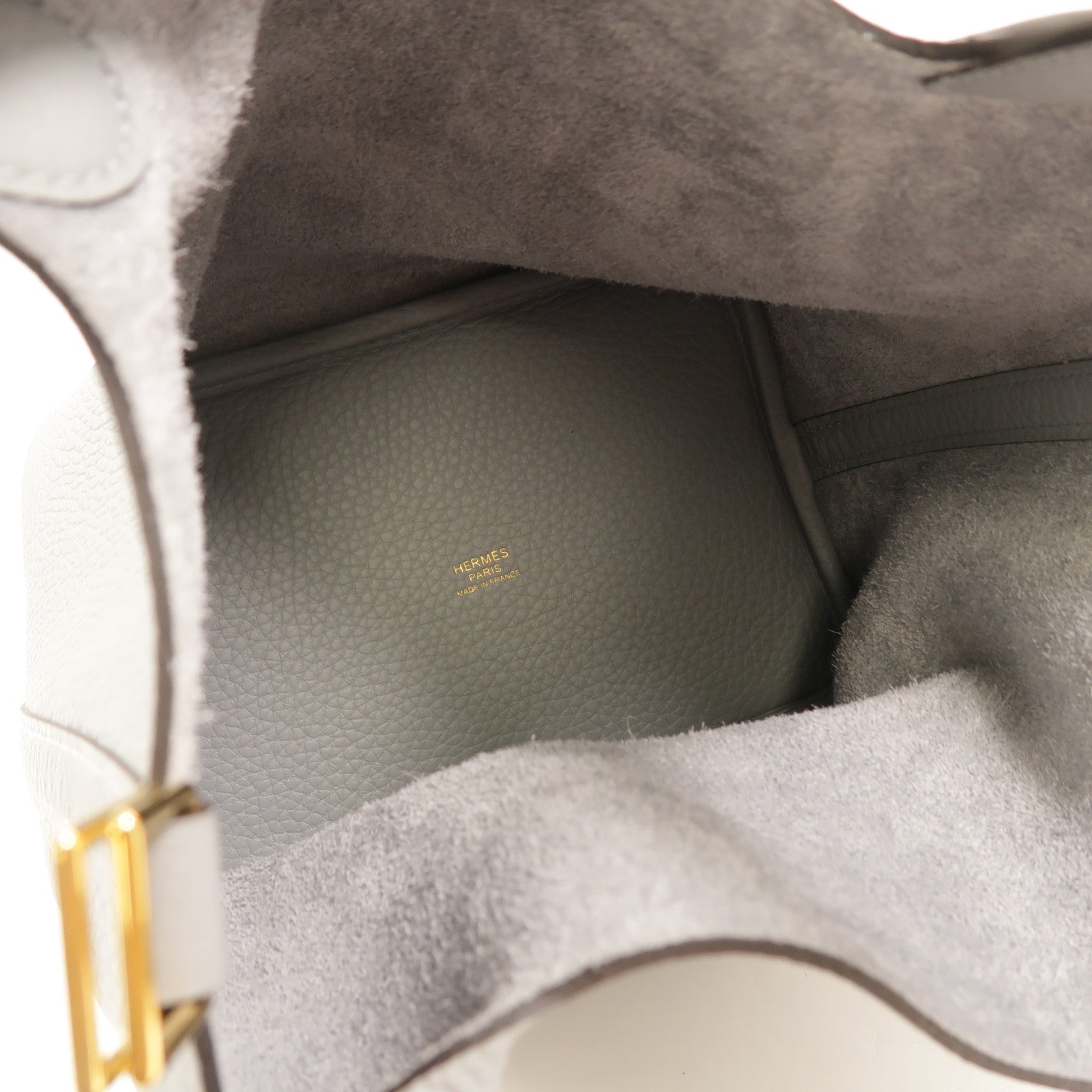 HERMES Clemence皮革Picotin PM手挽袋Gris Pantin