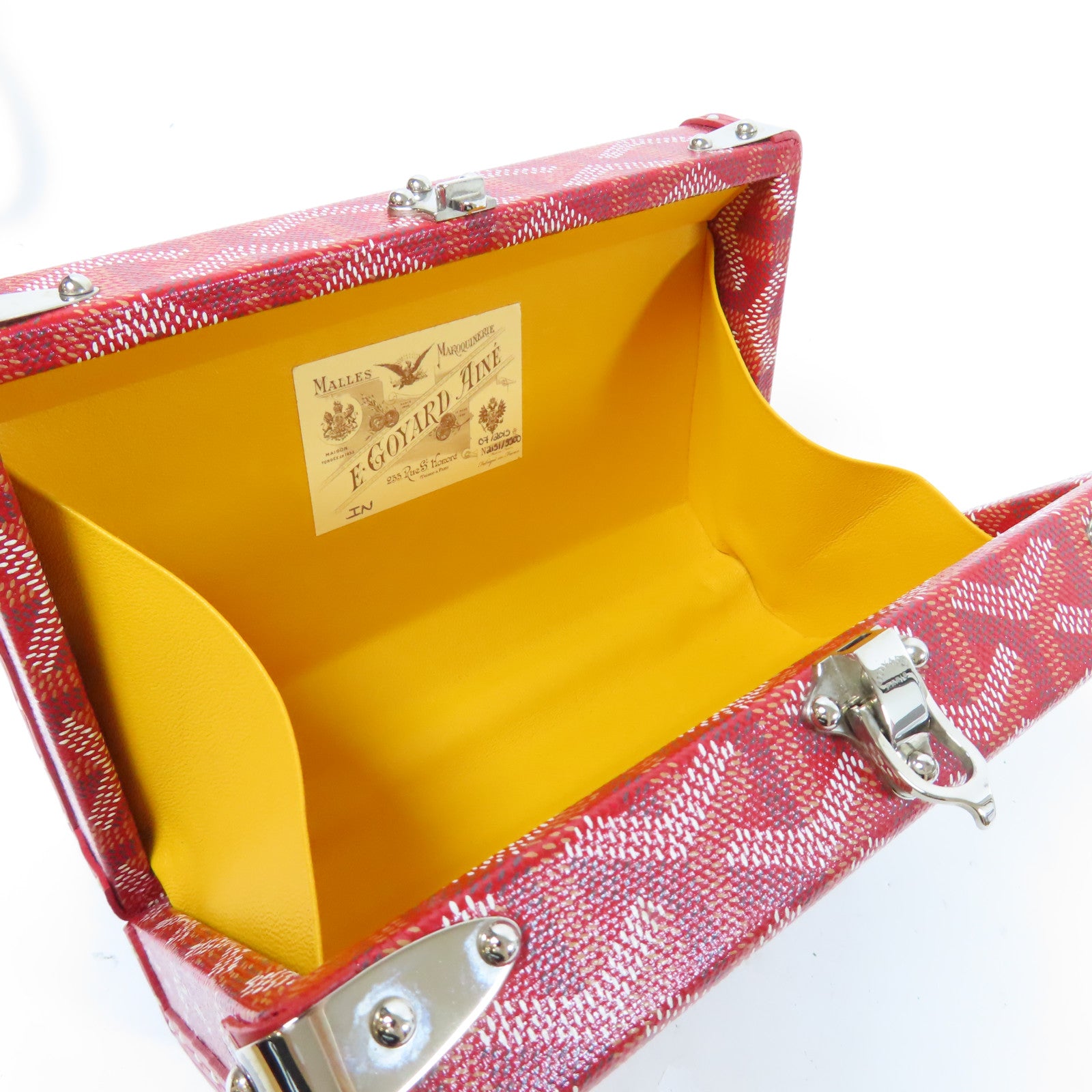 GOYARD 【激減優惠】塗層帆布/皮革Minaudiere Trunk Bag銀扣肩背袋紅色/白色