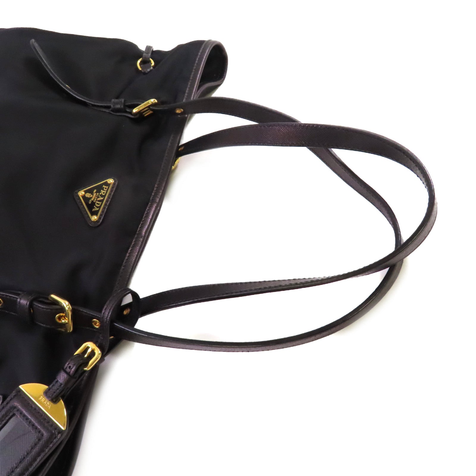 PRADA 尼龍Shoulder Bag金扣肩背袋黑色