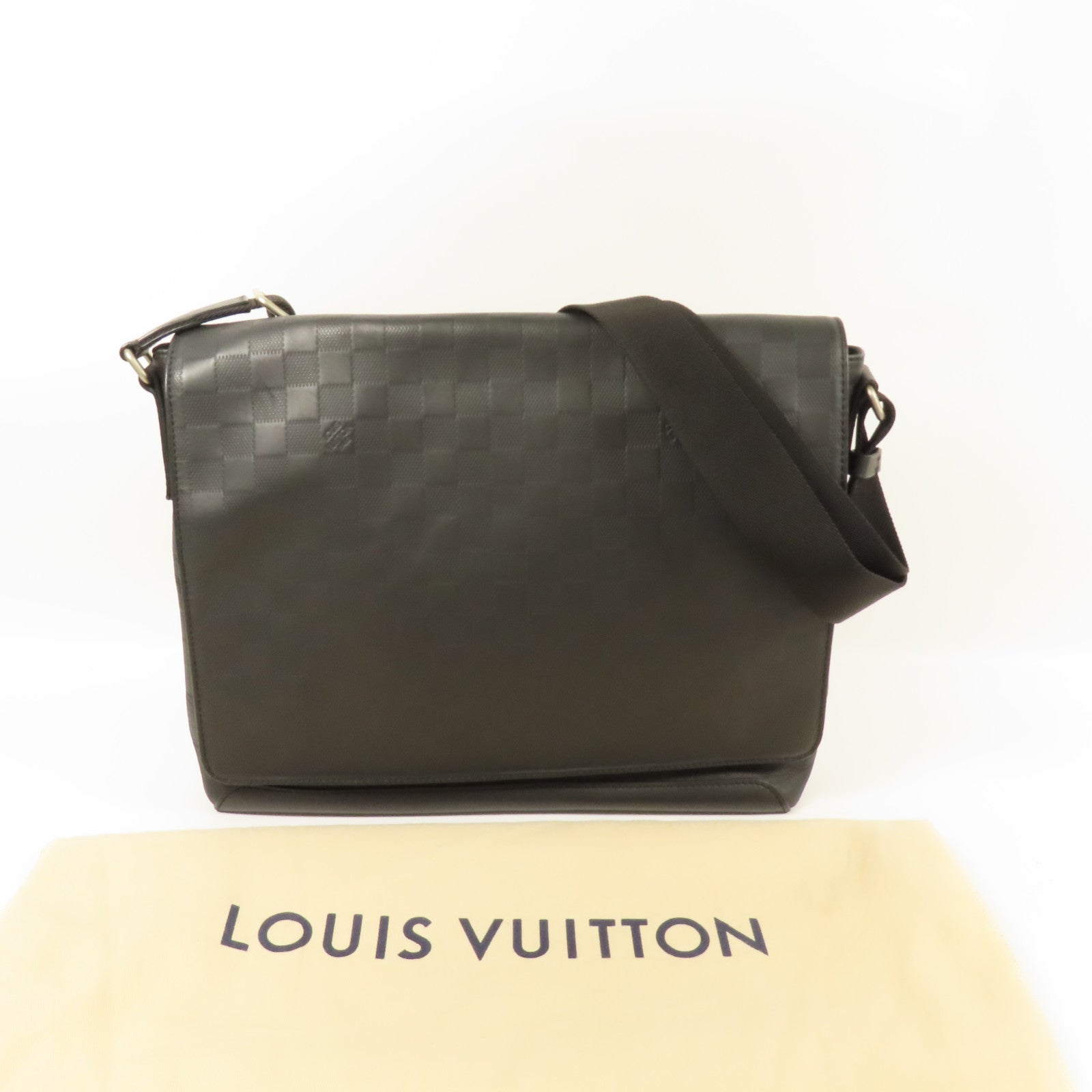 LOUIS VUITTON Damier Amphini District MM銀扣肩背袋