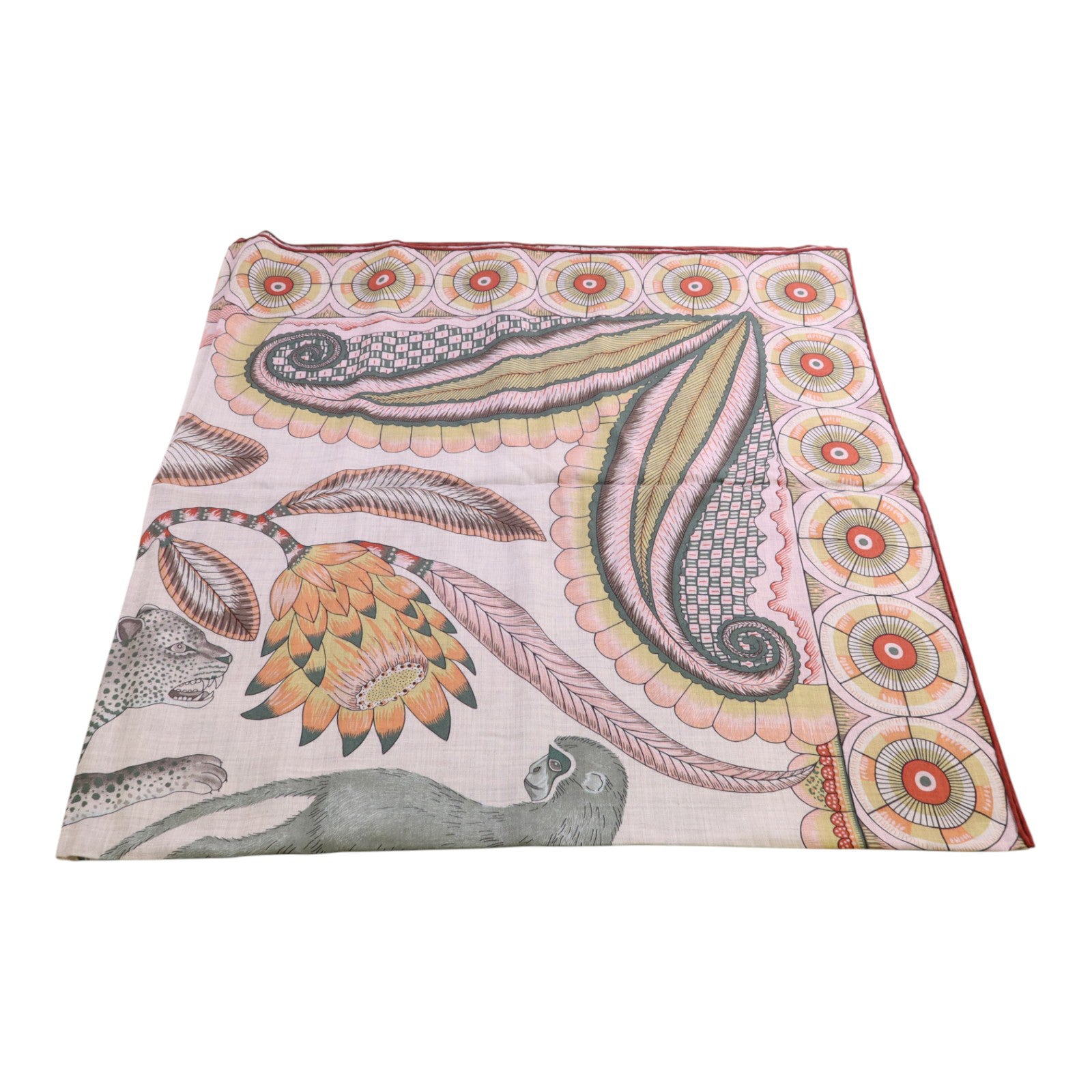 HERMES 羊絨/絲質Mors A Jouets Bandana Shawl 140x140絲巾