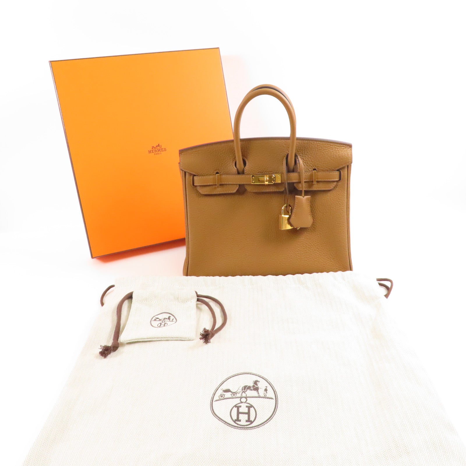 HERMES Togo皮革Birkin 25金扣手挽袋Alezan