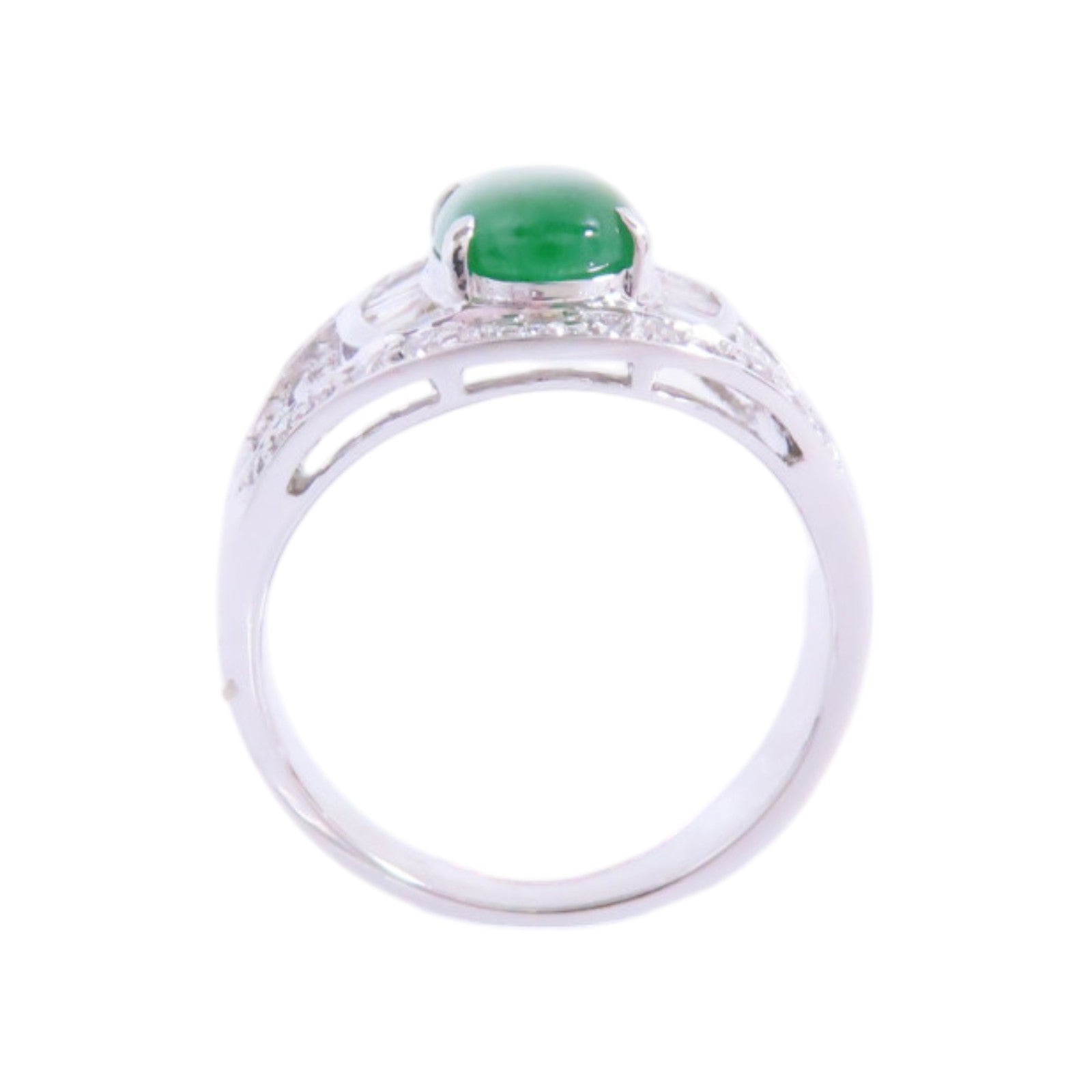 JEWELRY 【激減優惠】18K白金/翡翠/鑽石Jade Diamond Ring戒指US#6