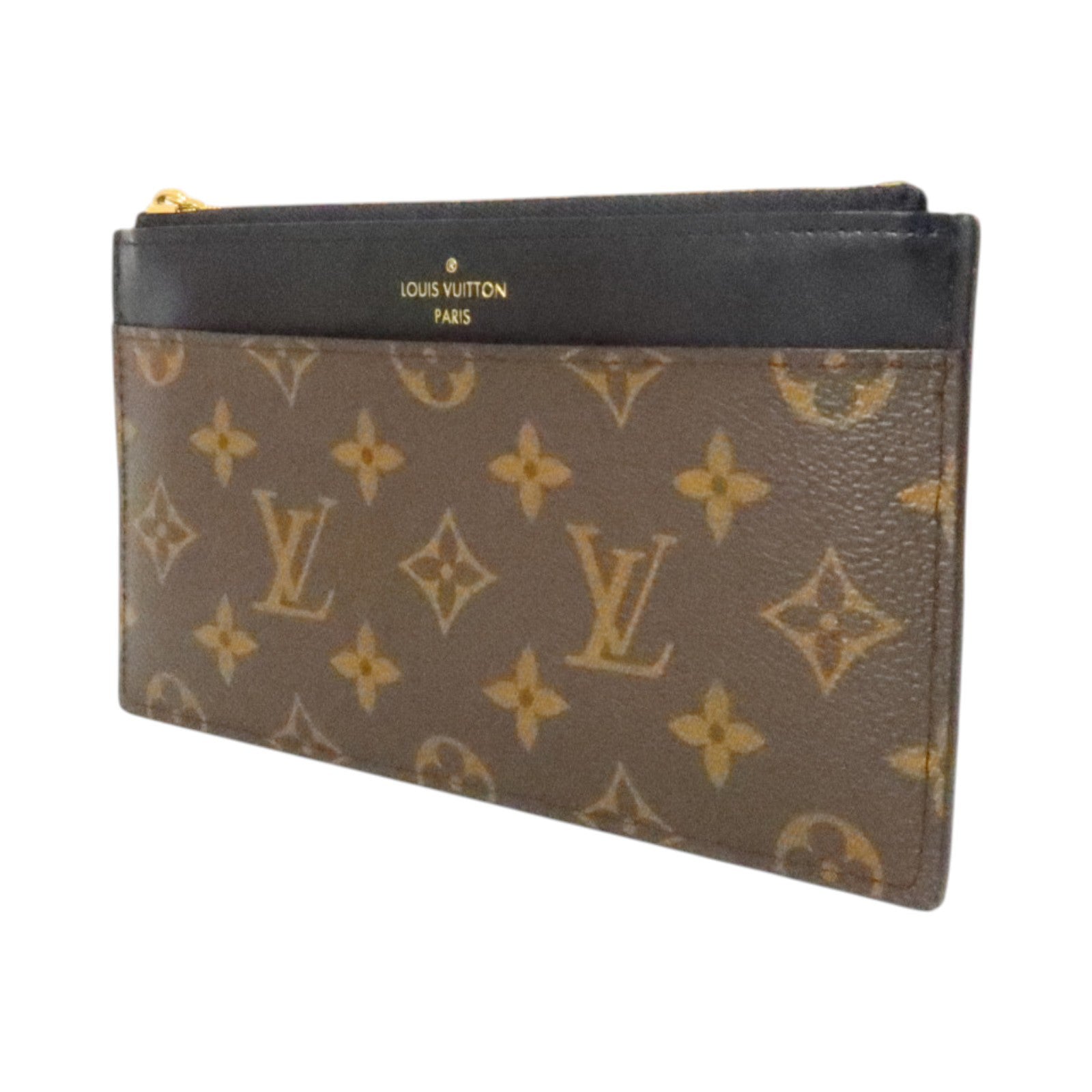 LOUIS VUITTON Monogram/牛皮皮革Slim Purse金扣長錢包