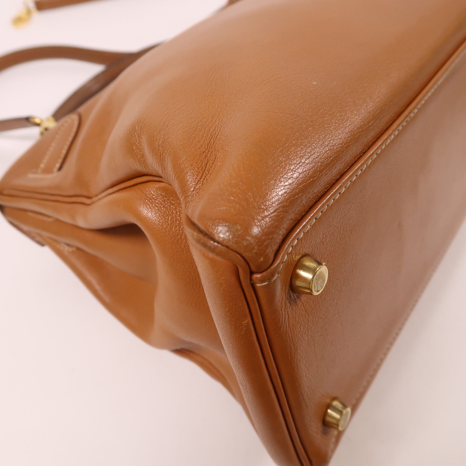 HERMES Gulliver皮革Kelly 32金扣手挽肩背兩用袋Gold