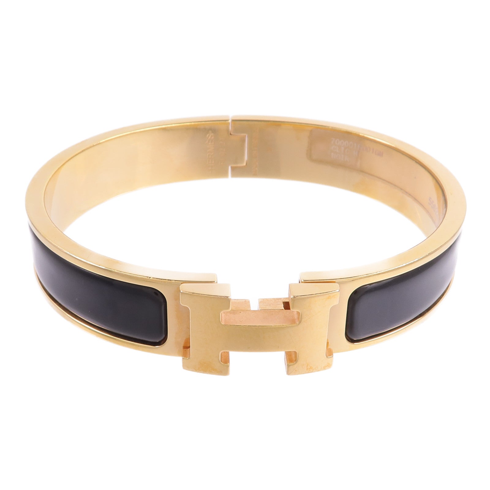 HERMES 金屬/琺瑯Clic H Bracelet手鐲Noir