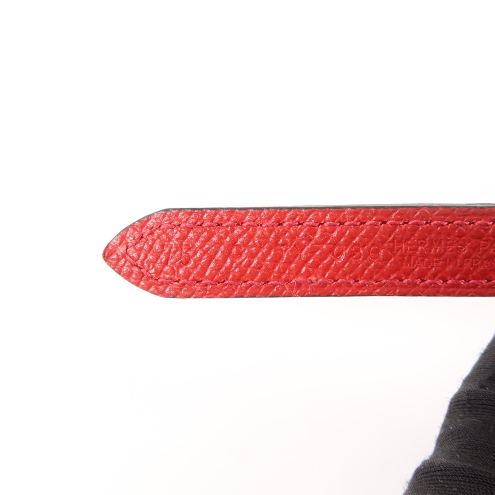 HERMES Swift皮革/Epsom皮革Focus Belt 75cm皮帶Rouge Tomate