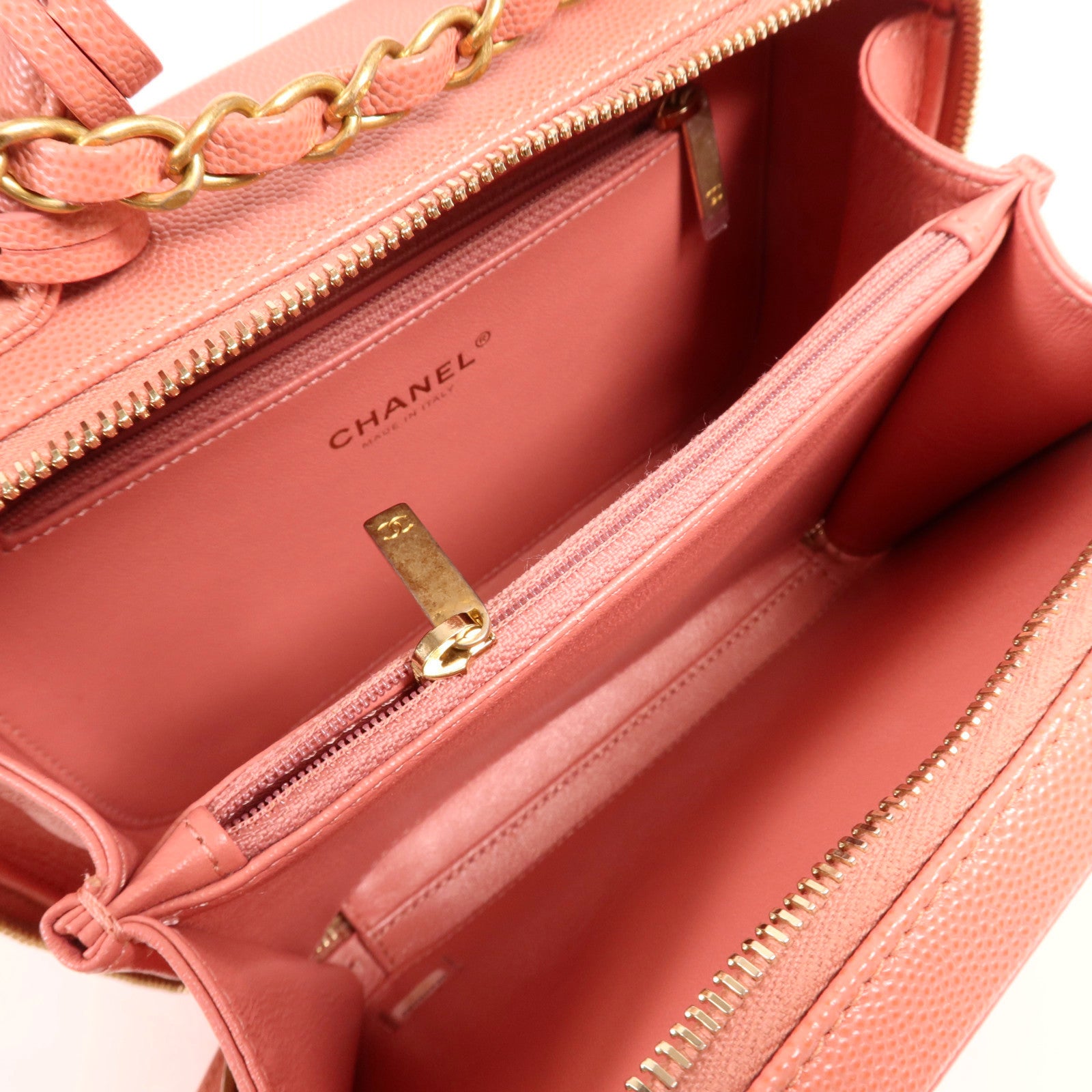 CHANEL 牛皮皮革Vanity Case金扣手挽肩背兩用袋