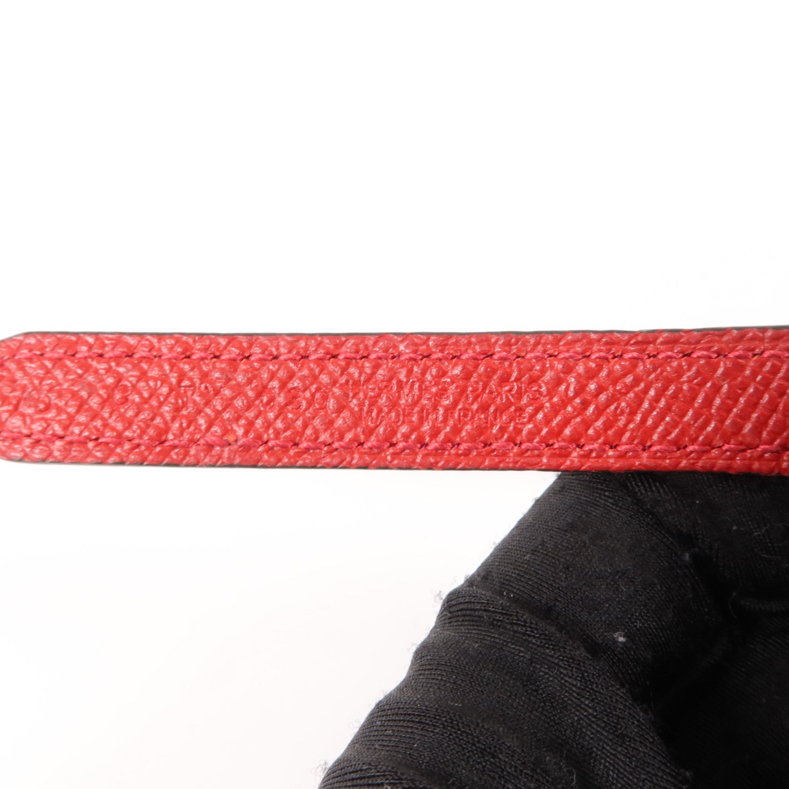 HERMES Swift皮革/Epsom皮革Focus Belt 75cm皮帶Rouge Tomate