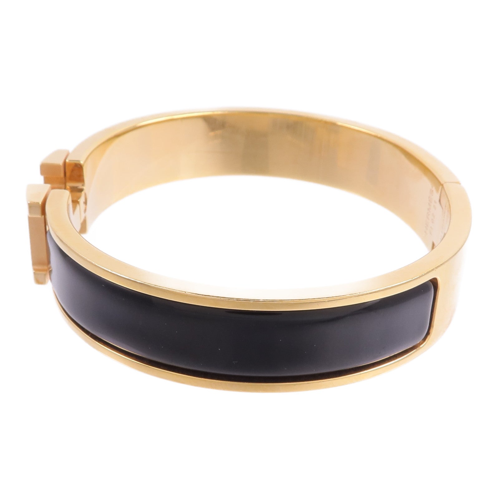 HERMES 金屬/琺瑯Clic H Bracelet手鐲Noir