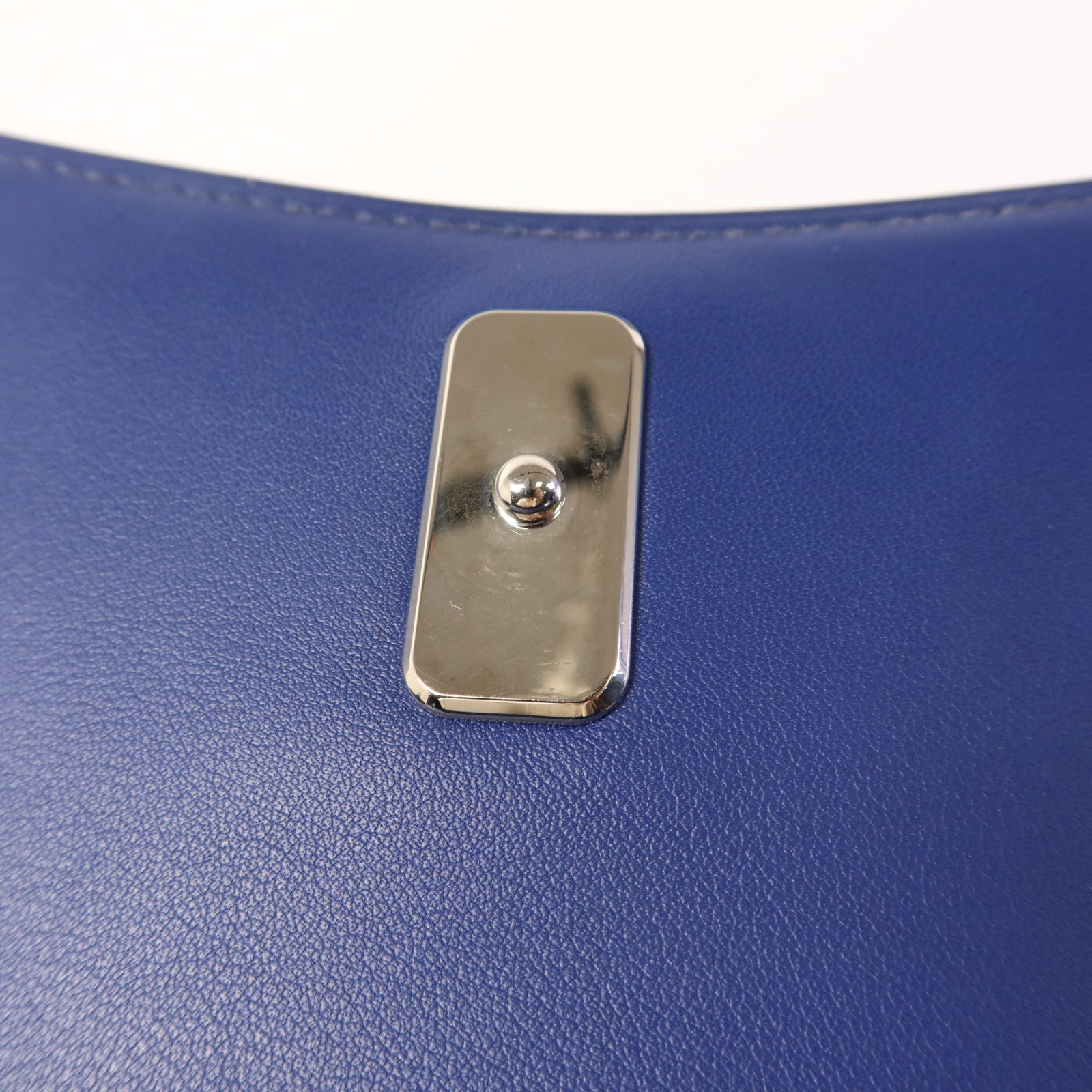 HERMES Epsom皮革/Swift皮革Harnais銀扣肩背袋Bleu Saphir