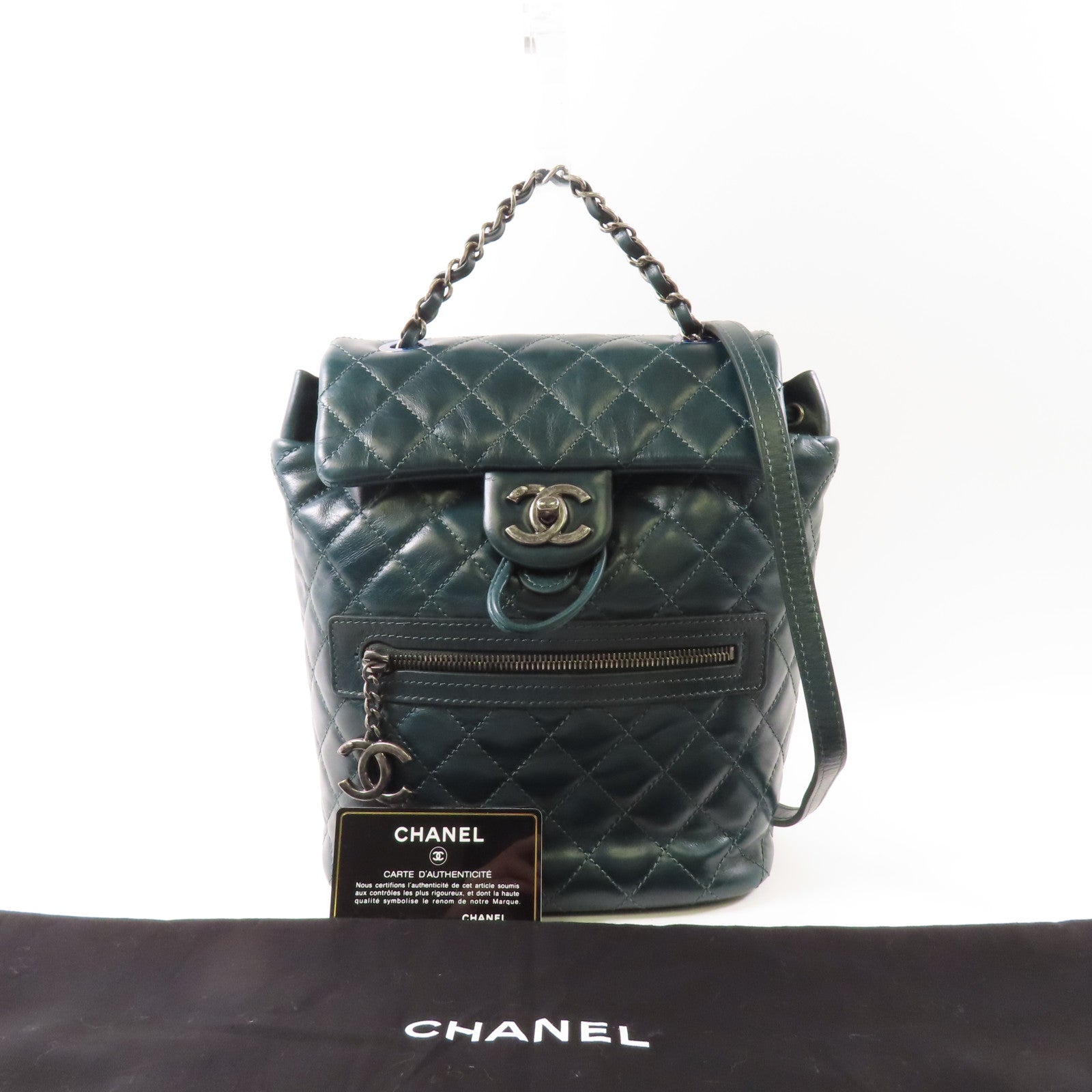 CHANEL 【激減優惠】牛皮皮革Backpack銀扣背包