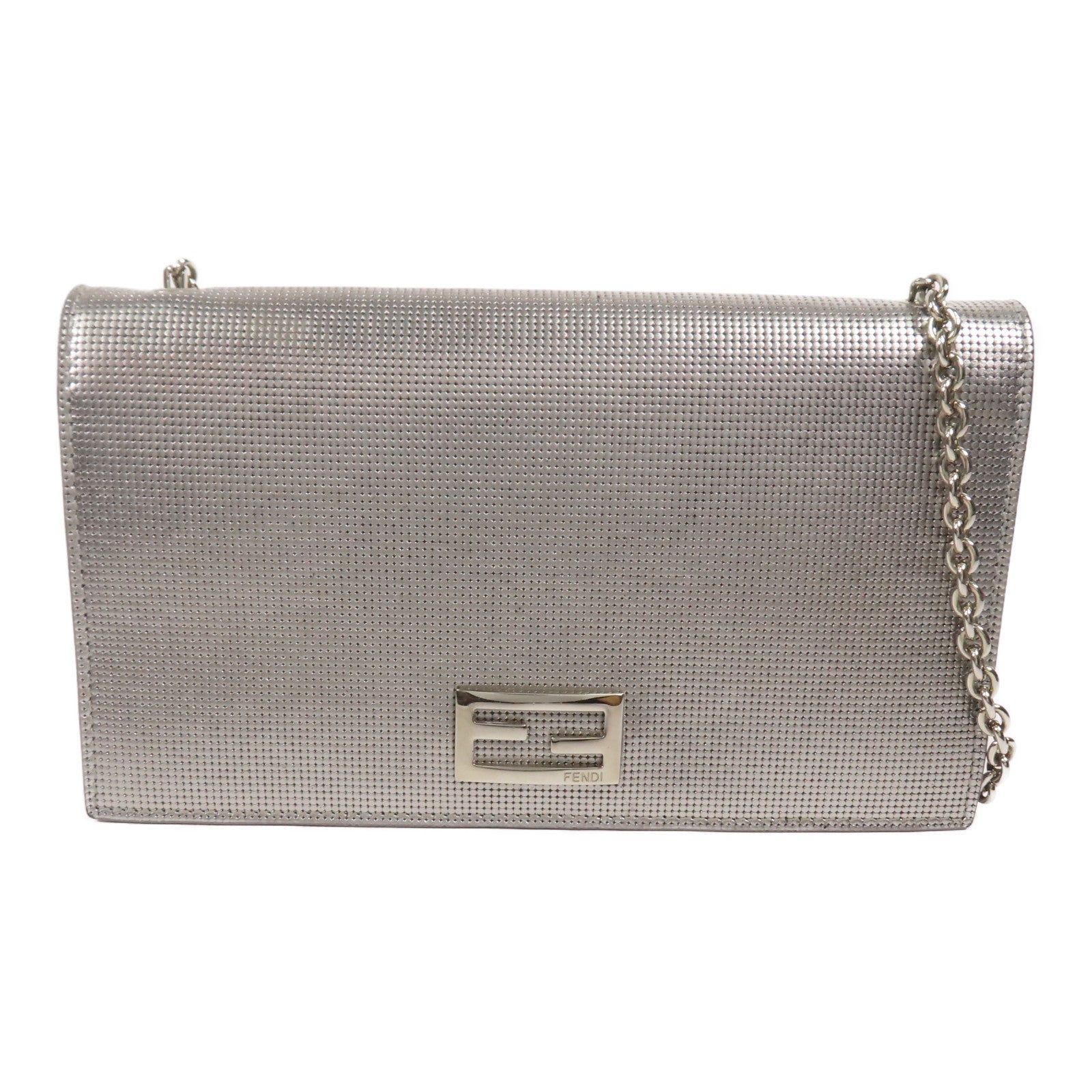 FENDI 皮革Wallet Chain Shoulder銀扣肩背袋