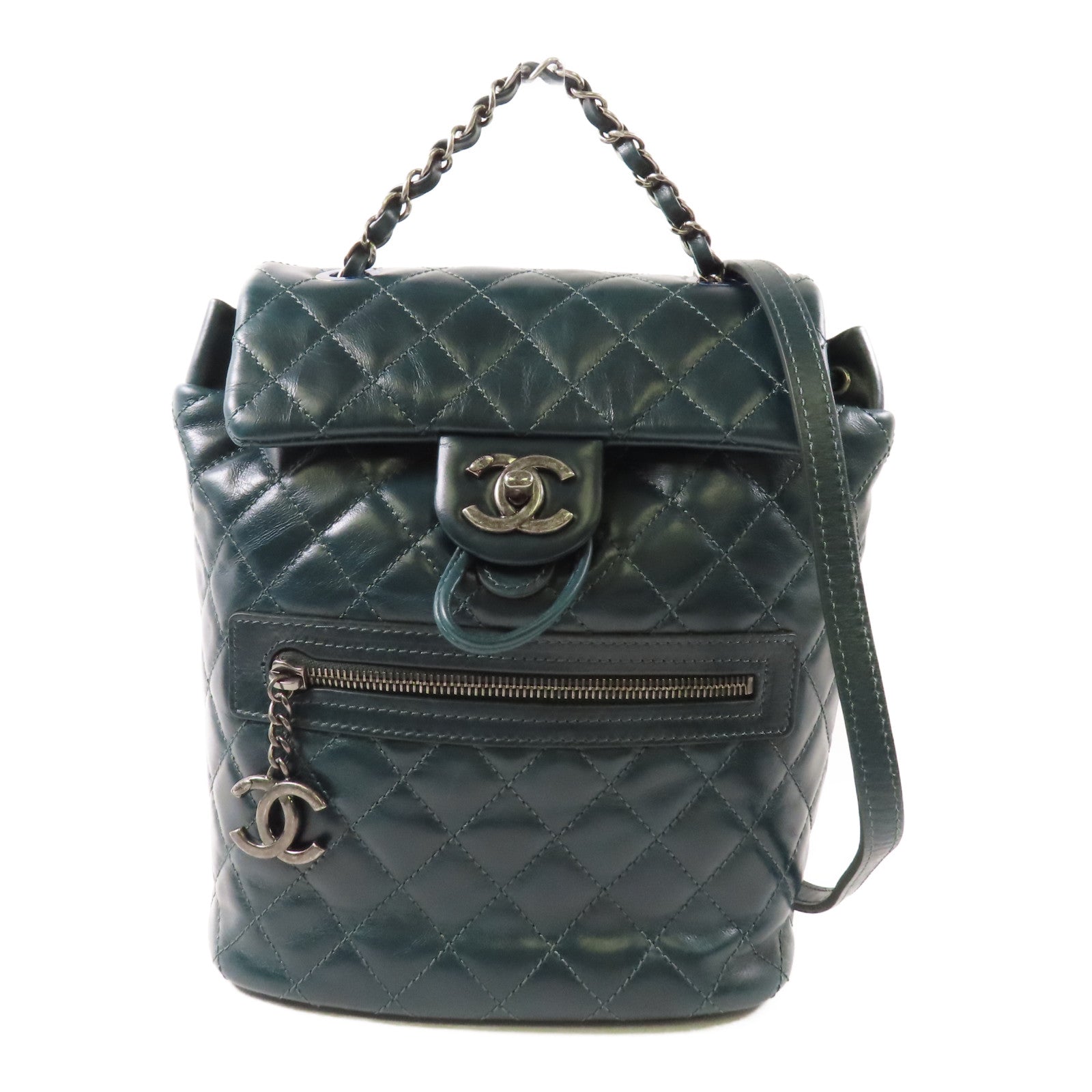CHANEL 【激減優惠】牛皮皮革Backpack銀扣背包