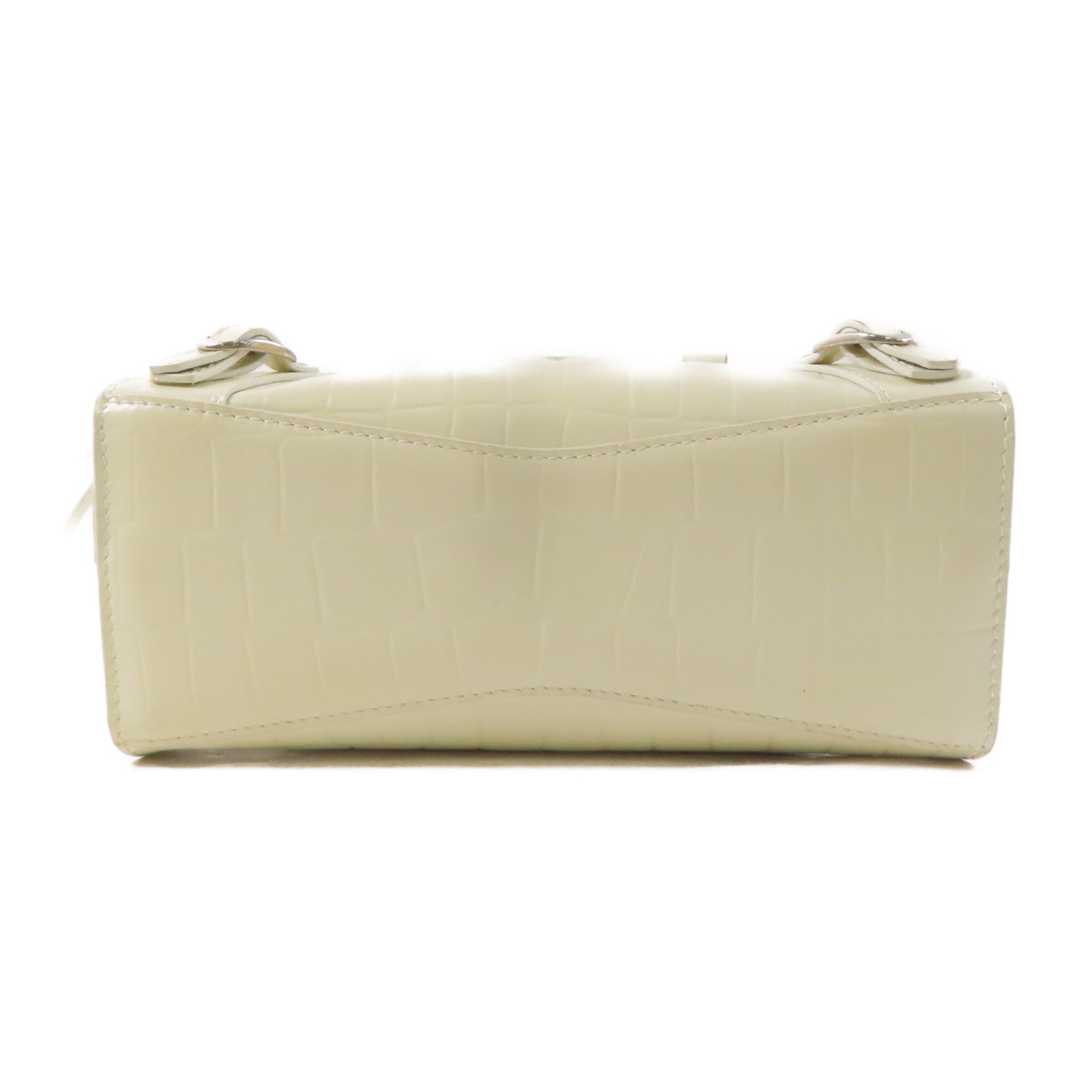 BALENCIAGA 牛皮皮革銀扣手挽肩背兩用袋白色