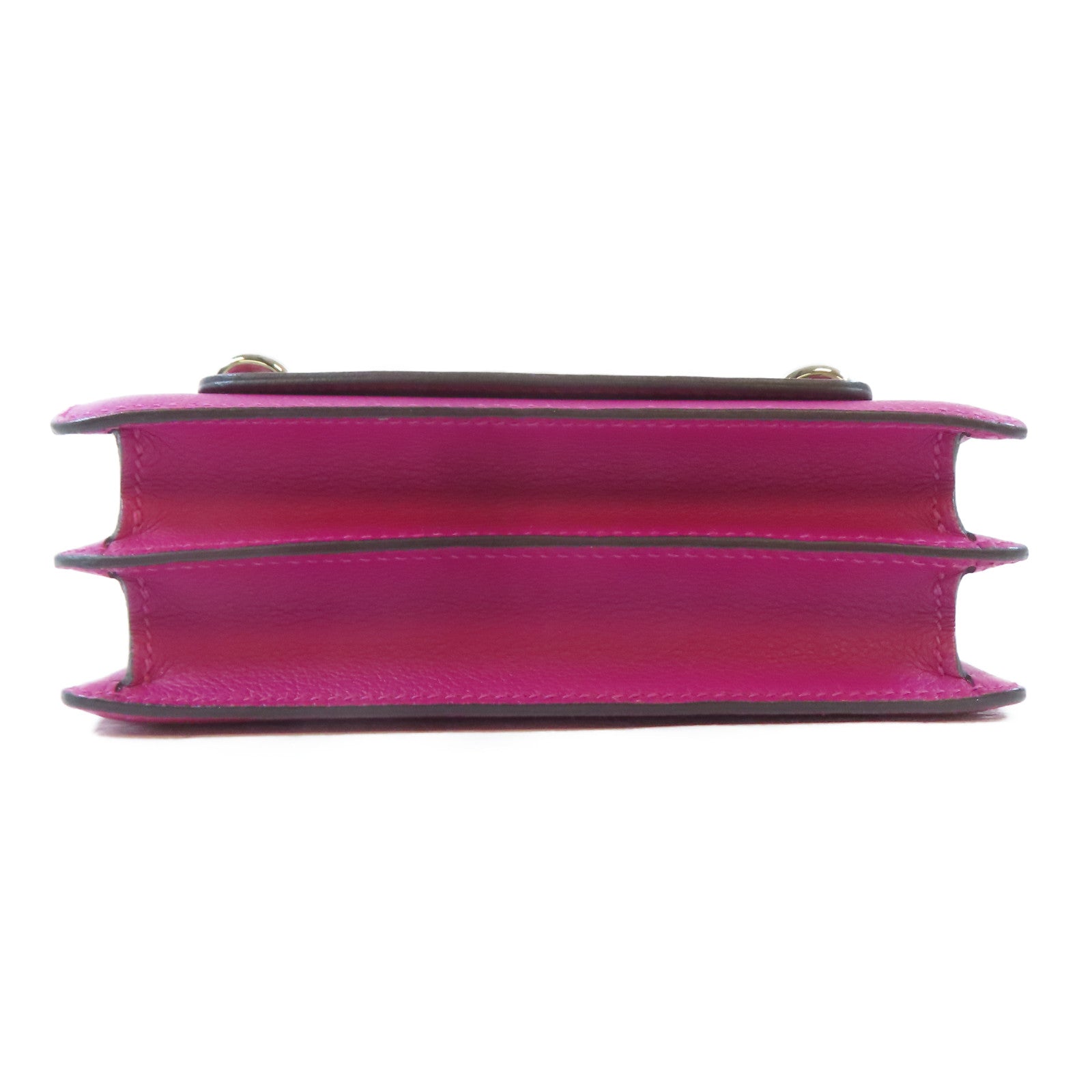 HERMES Evercolor皮革Mini Roulis銀扣肩背袋Rose Purple/桃紫色
