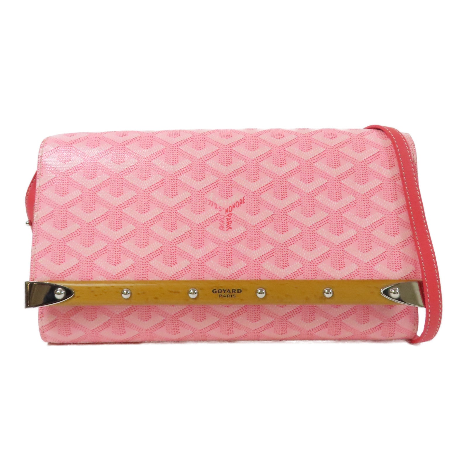 GOYARD 塗層帆布Monte-Carlo 銀扣肩背袋粉紅色