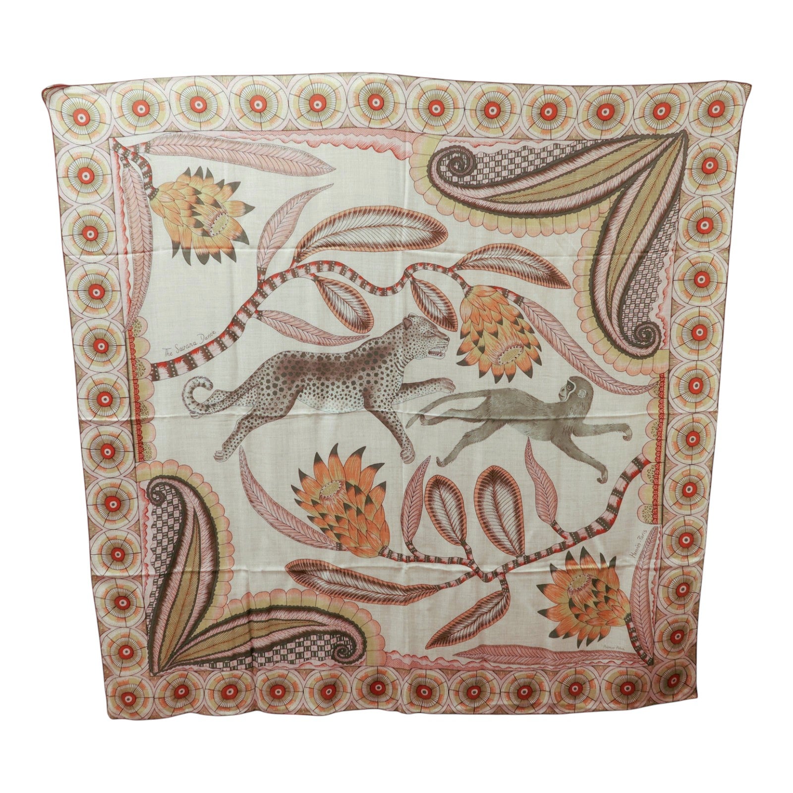 HERMES 羊絨/絲質Mors A Jouets Bandana Shawl 140x140絲巾