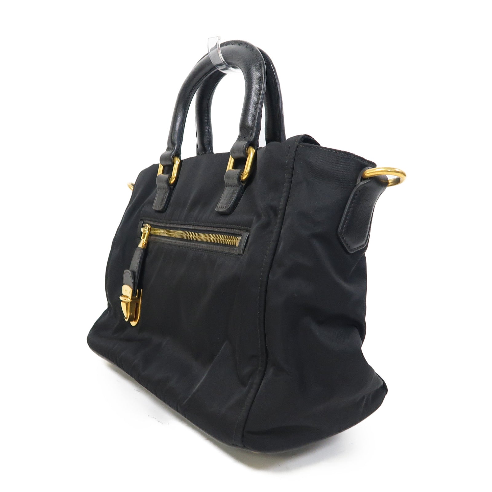 PRADA 尼龍2 Way Shoulder金扣手挽肩背兩用袋黑色