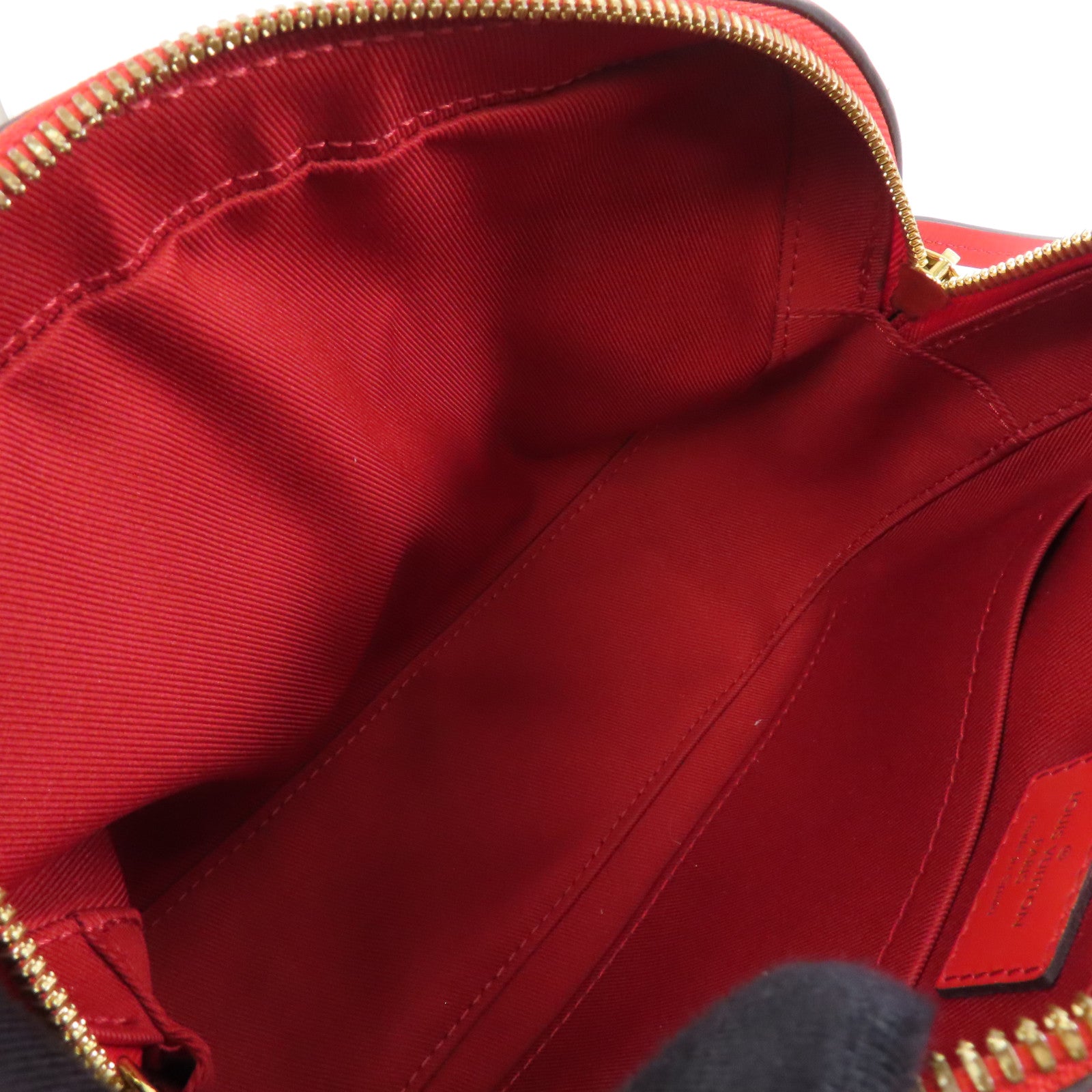 LOUIS VUITTON Monogram Saintonge金扣手挽肩背兩用袋啡色/紅色