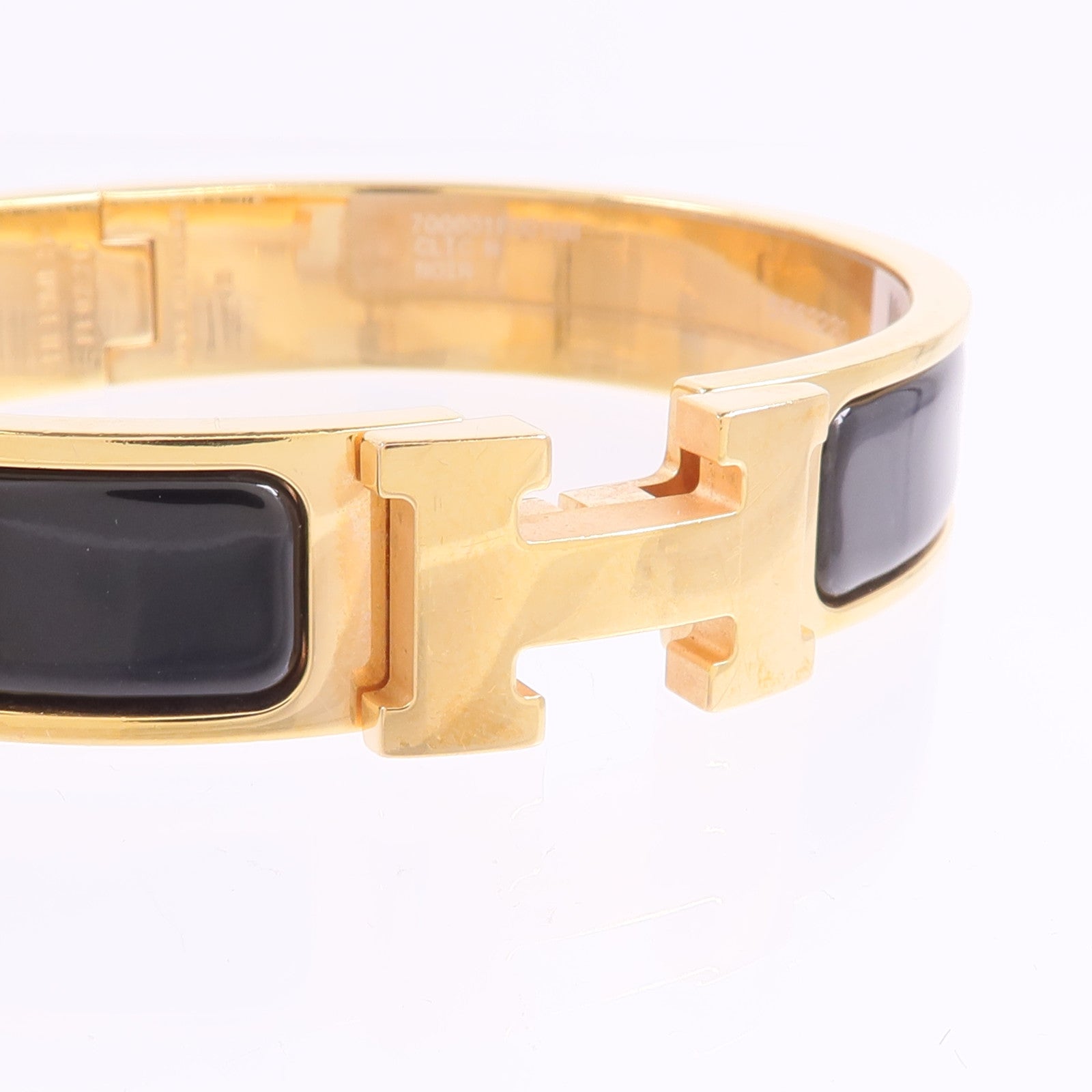 HERMES 金屬/琺瑯Clic H Bracelet手鐲Noir
