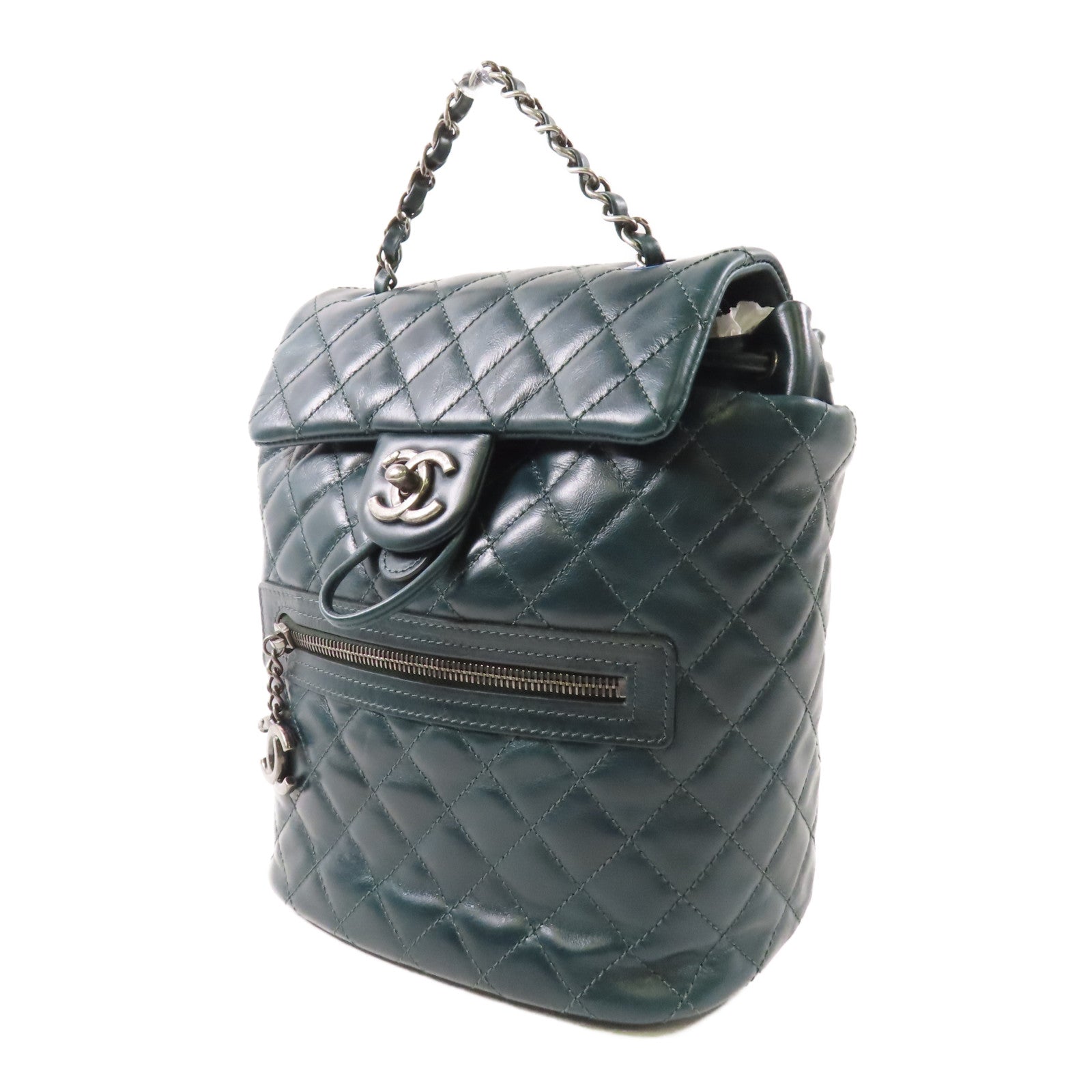 CHANEL 【激減優惠】牛皮皮革Backpack銀扣背包