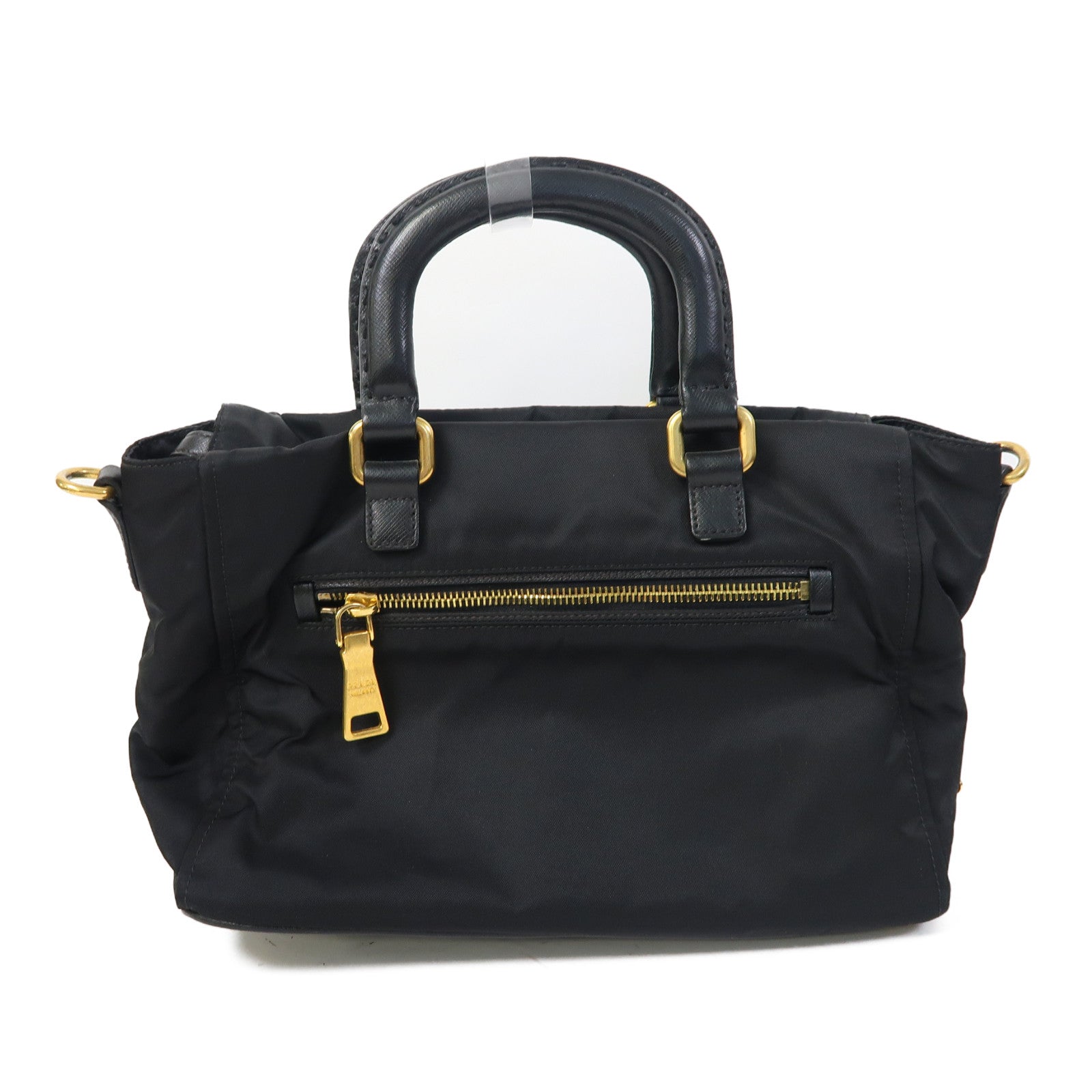 PRADA 尼龍2 Way Shoulder金扣手挽肩背兩用袋黑色