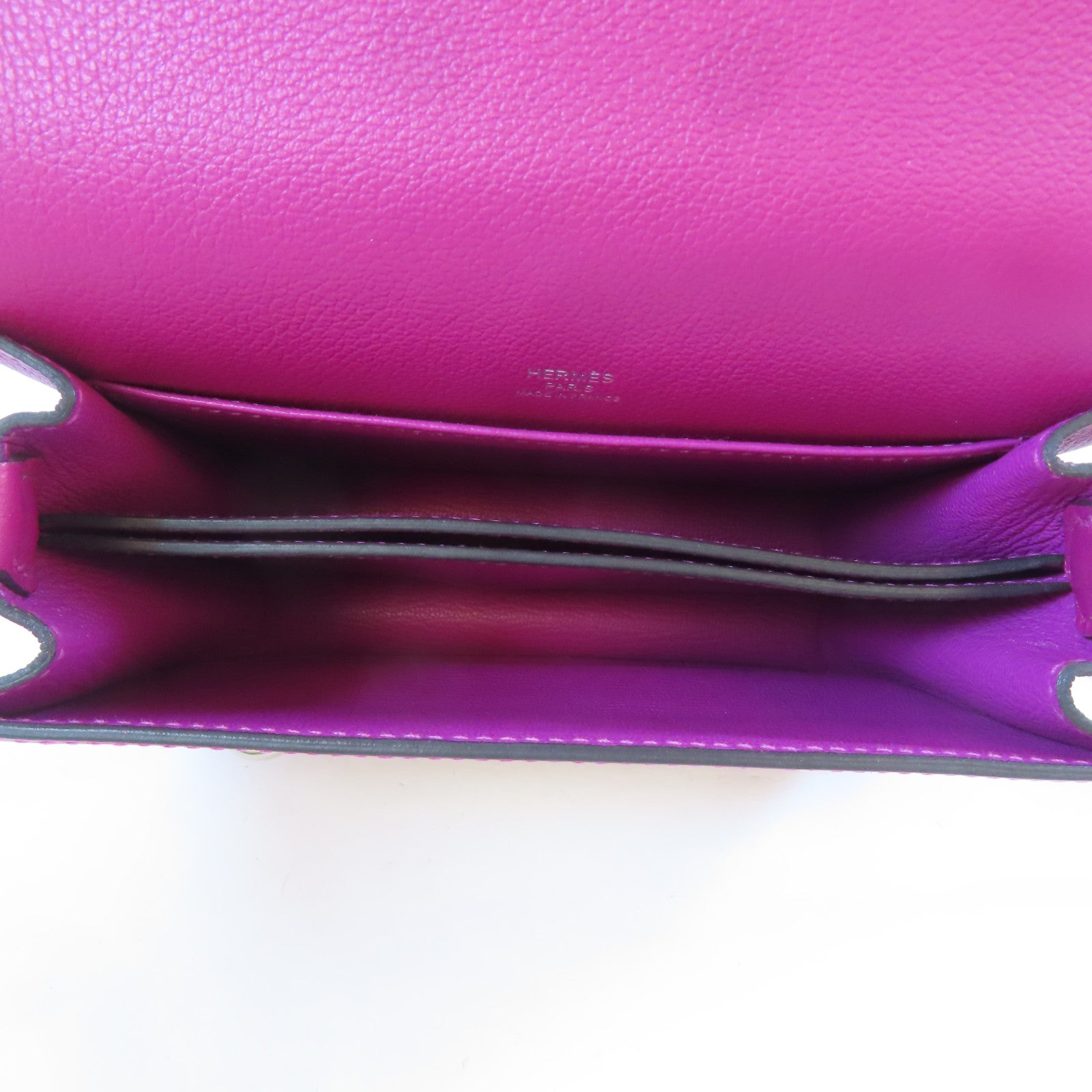 HERMES Evercolor皮革Mini Roulis銀扣肩背袋Rose Purple/桃紫色