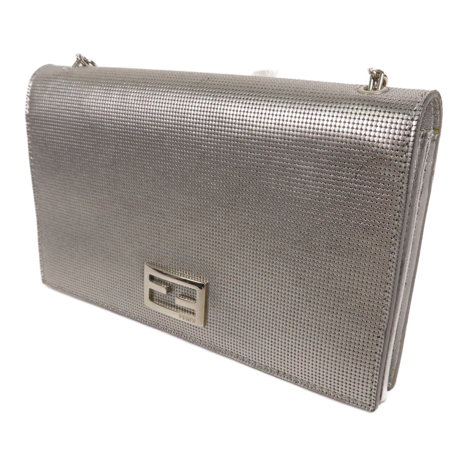 FENDI 皮革Wallet Chain Shoulder銀扣肩背袋