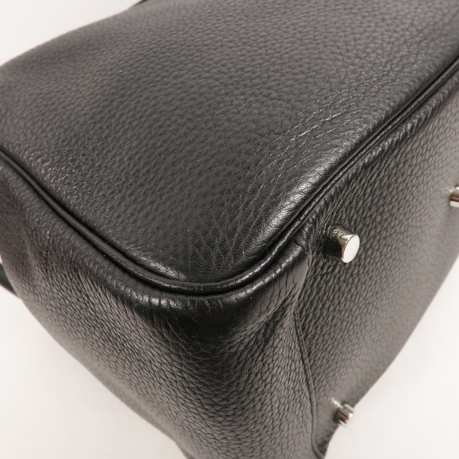 HERMES Clemence皮革Lindy 34銀扣手挽肩背兩用袋Noir