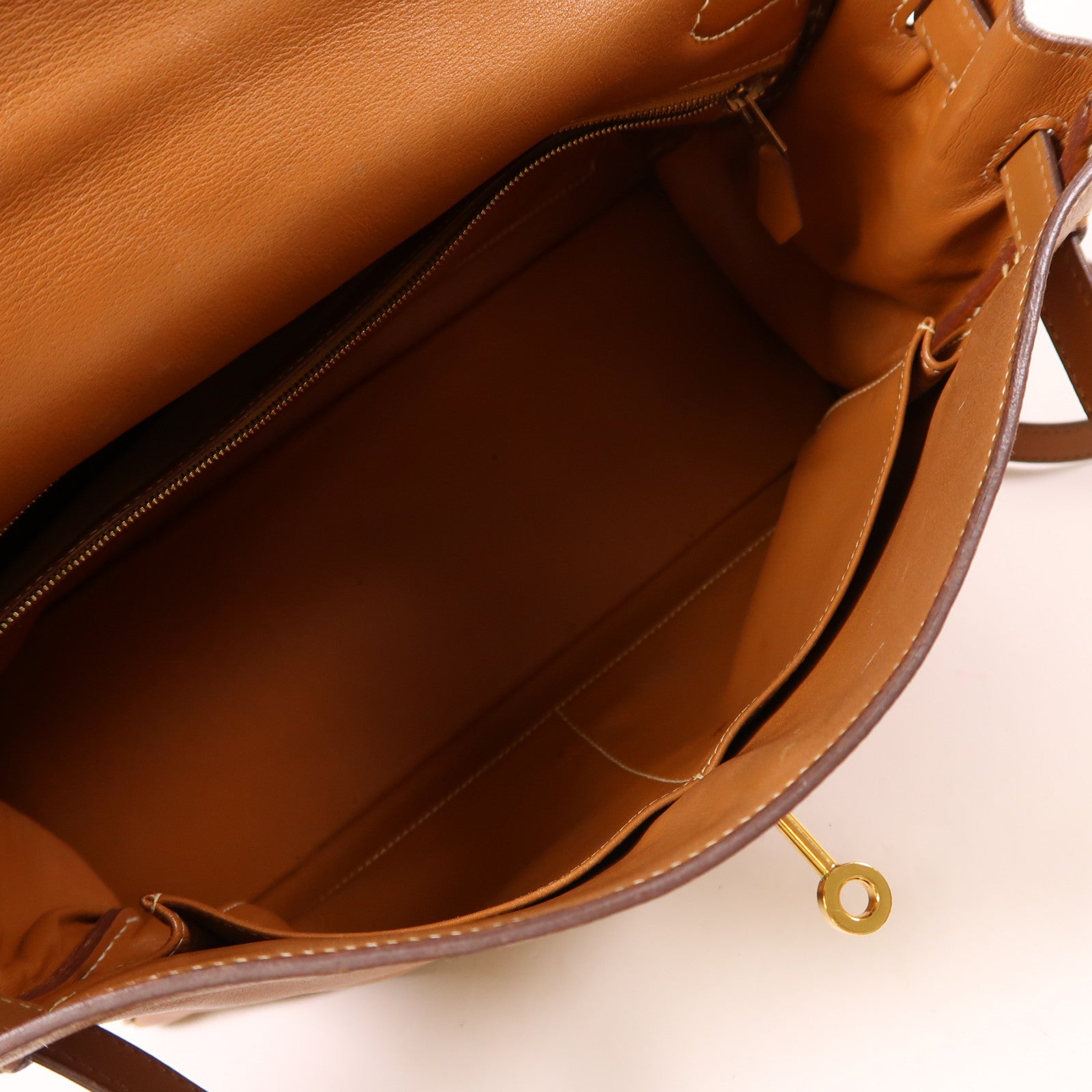 HERMES Gulliver皮革Kelly 32金扣手挽肩背兩用袋Gold