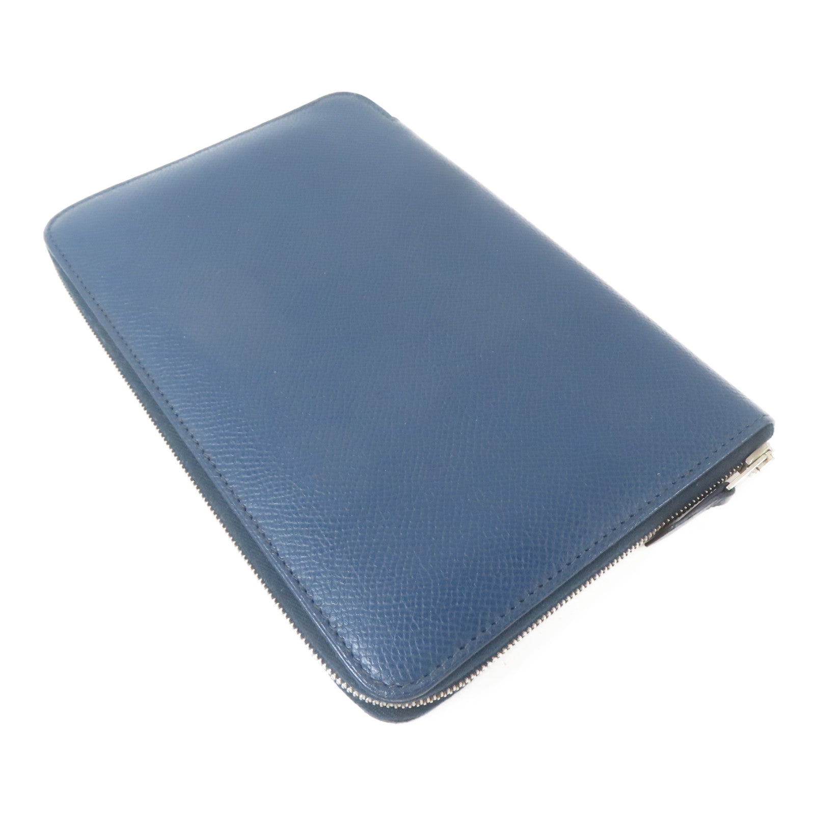 HERMES 【激減優惠】Epsom皮革Long Round Wallet銀扣長錢包Colvert/深藍色