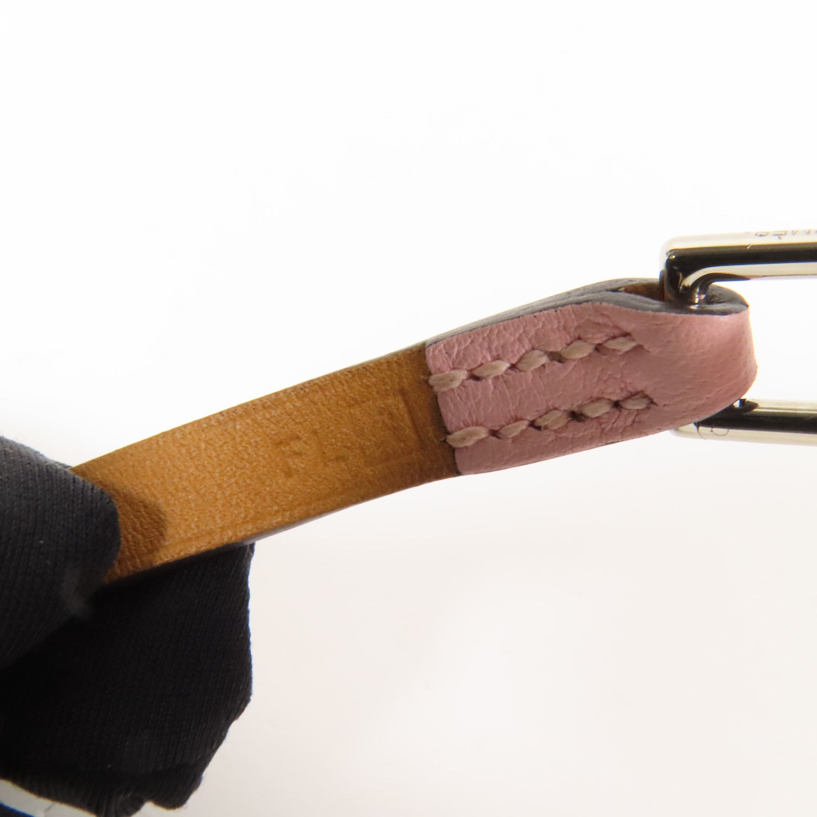 HERMES Swift皮革Rivale Tour Bracelet S銀扣手鐲Pink