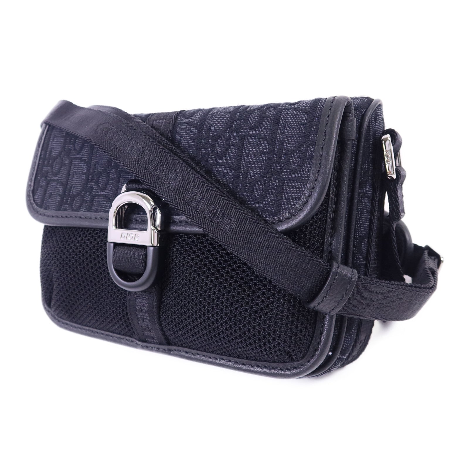 Dior 帆布Mini Dior Oblique Shoulder Bag銀扣肩背袋